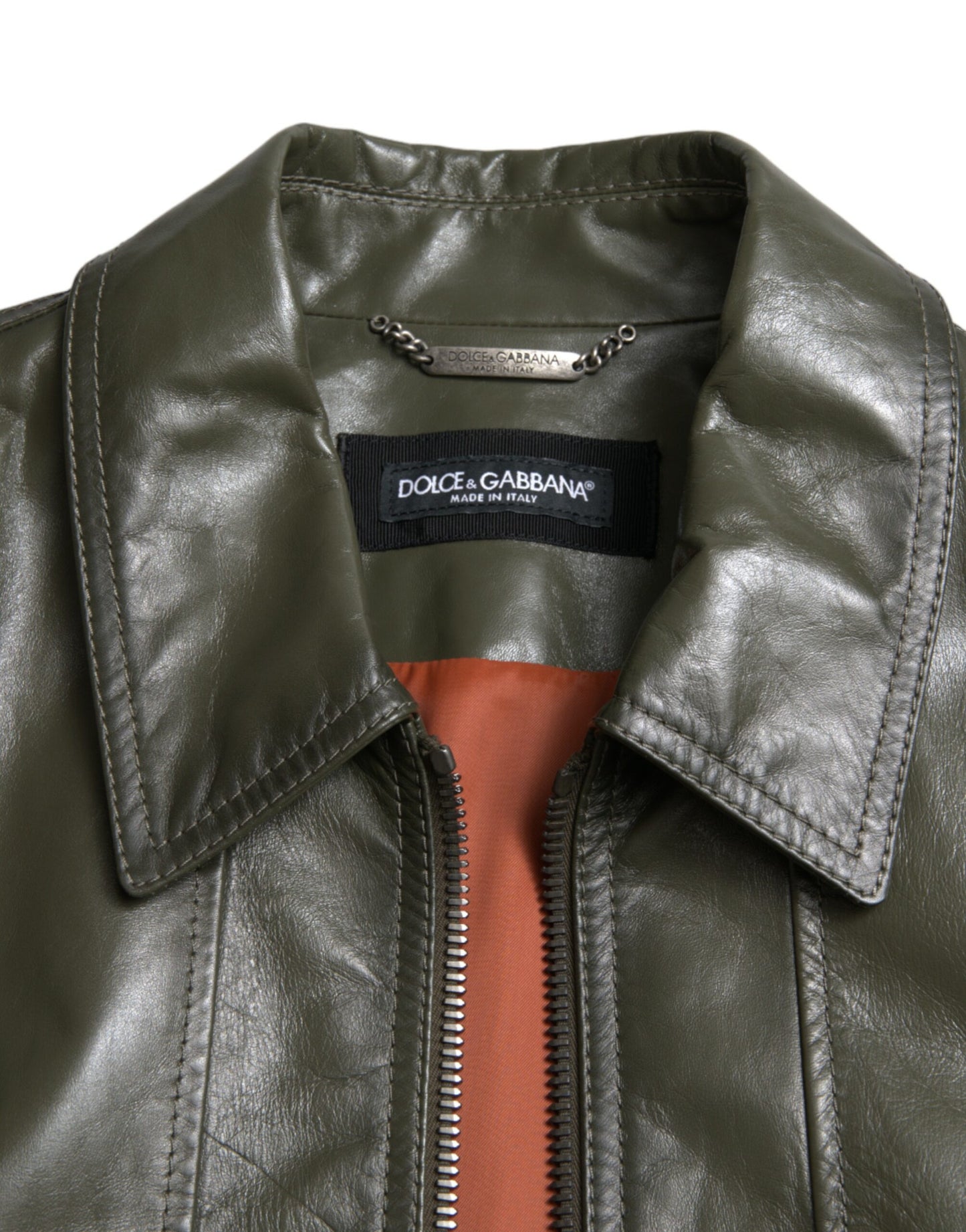 Veste motard en cuir Dolce & Gabbana Emerald Elegance