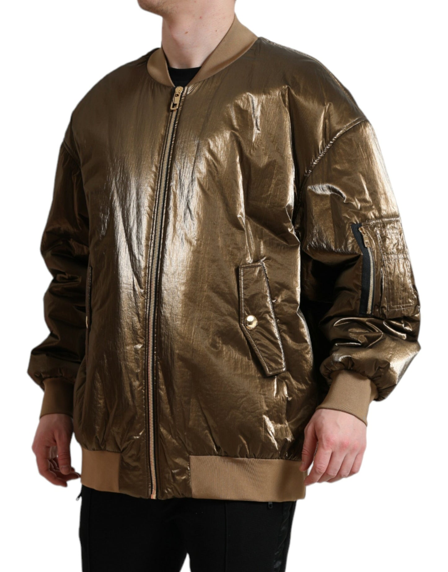 Dolce & Gabbana Élégant blouson aviateur bronze