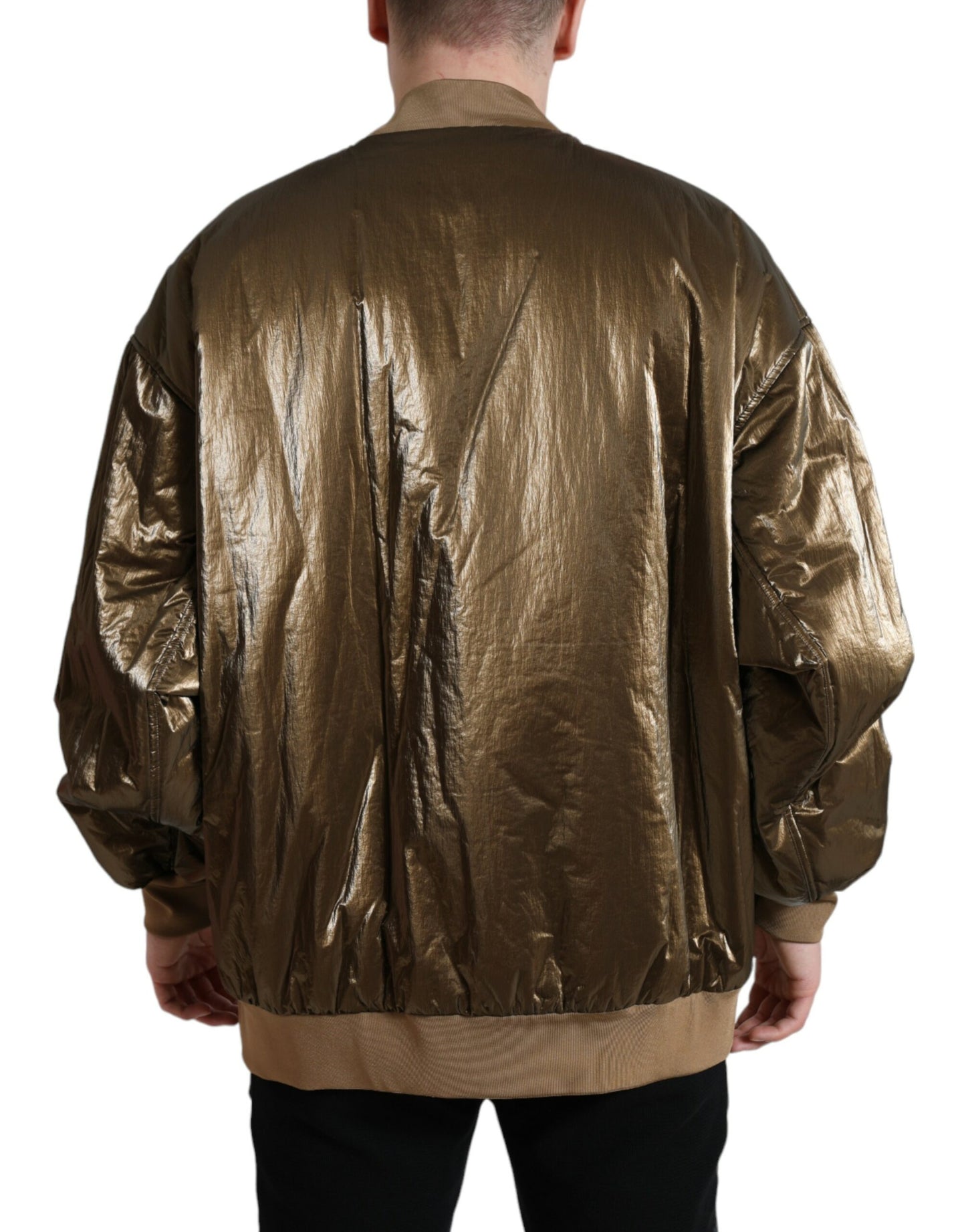Dolce & Gabbana Élégant blouson aviateur bronze