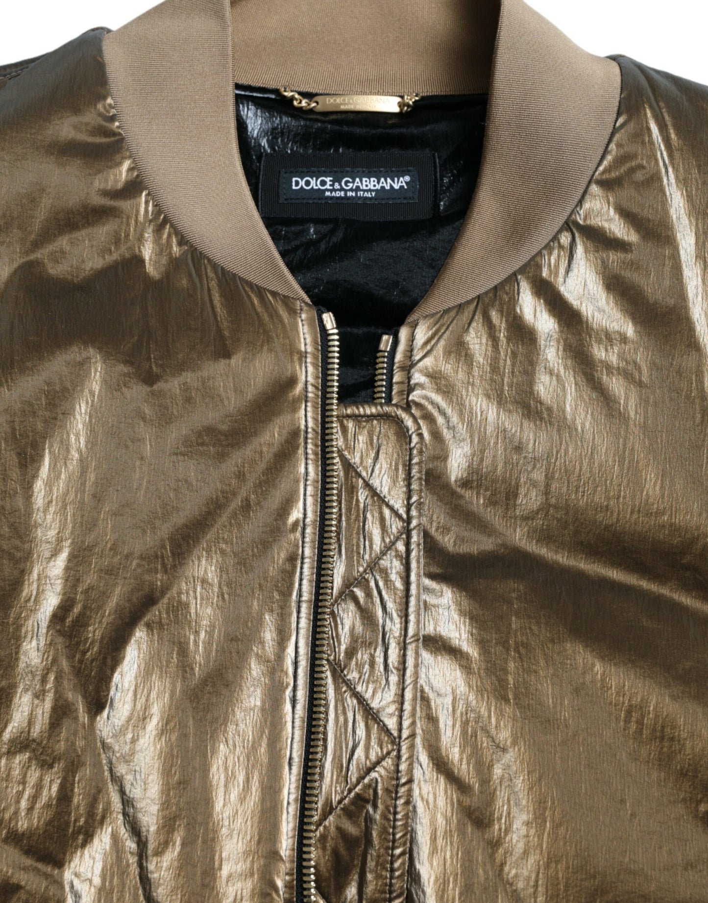 Dolce & Gabbana Élégant blouson aviateur bronze
