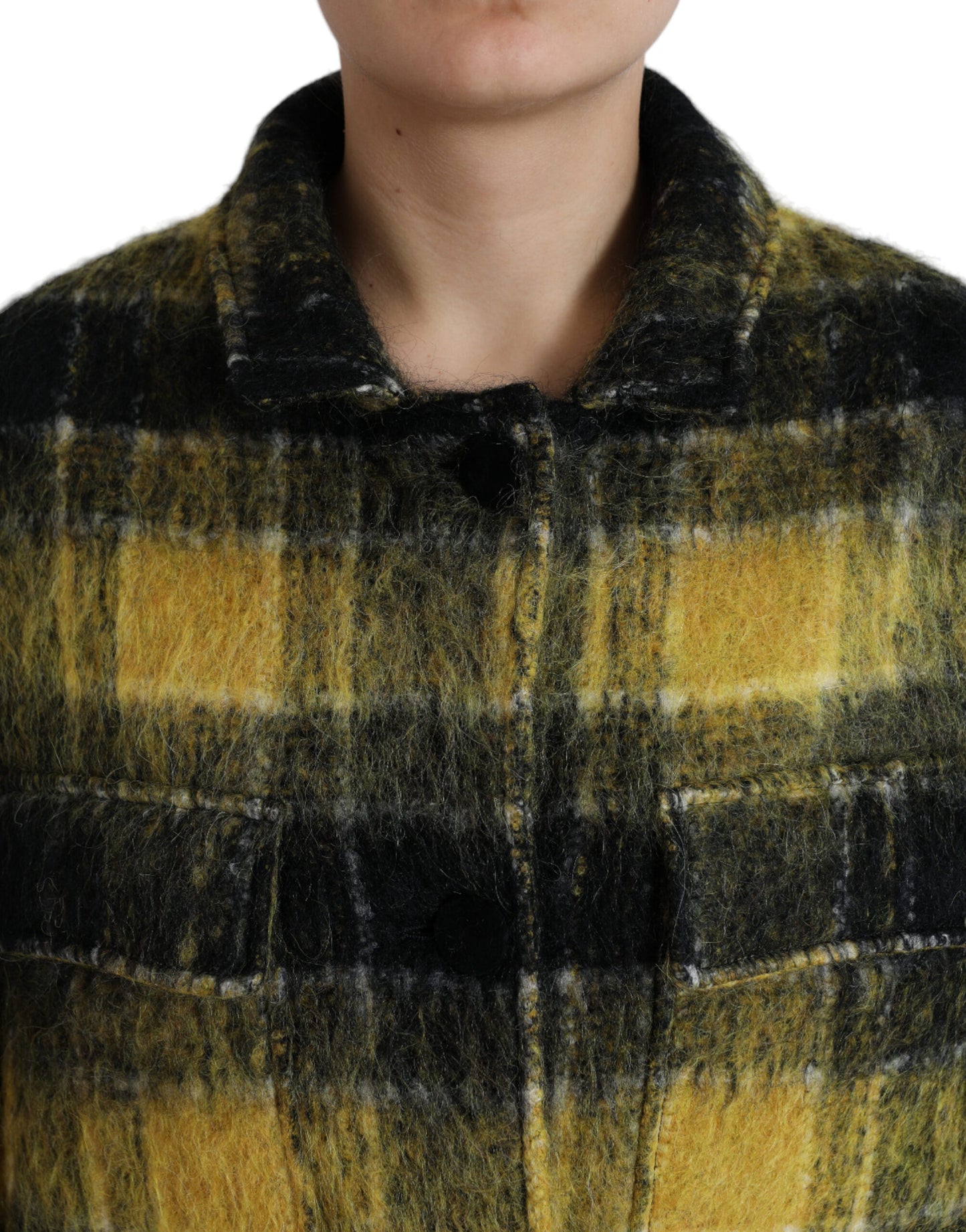 Manteau long à carreaux chic Dolce & Gabbana en jaune soleil