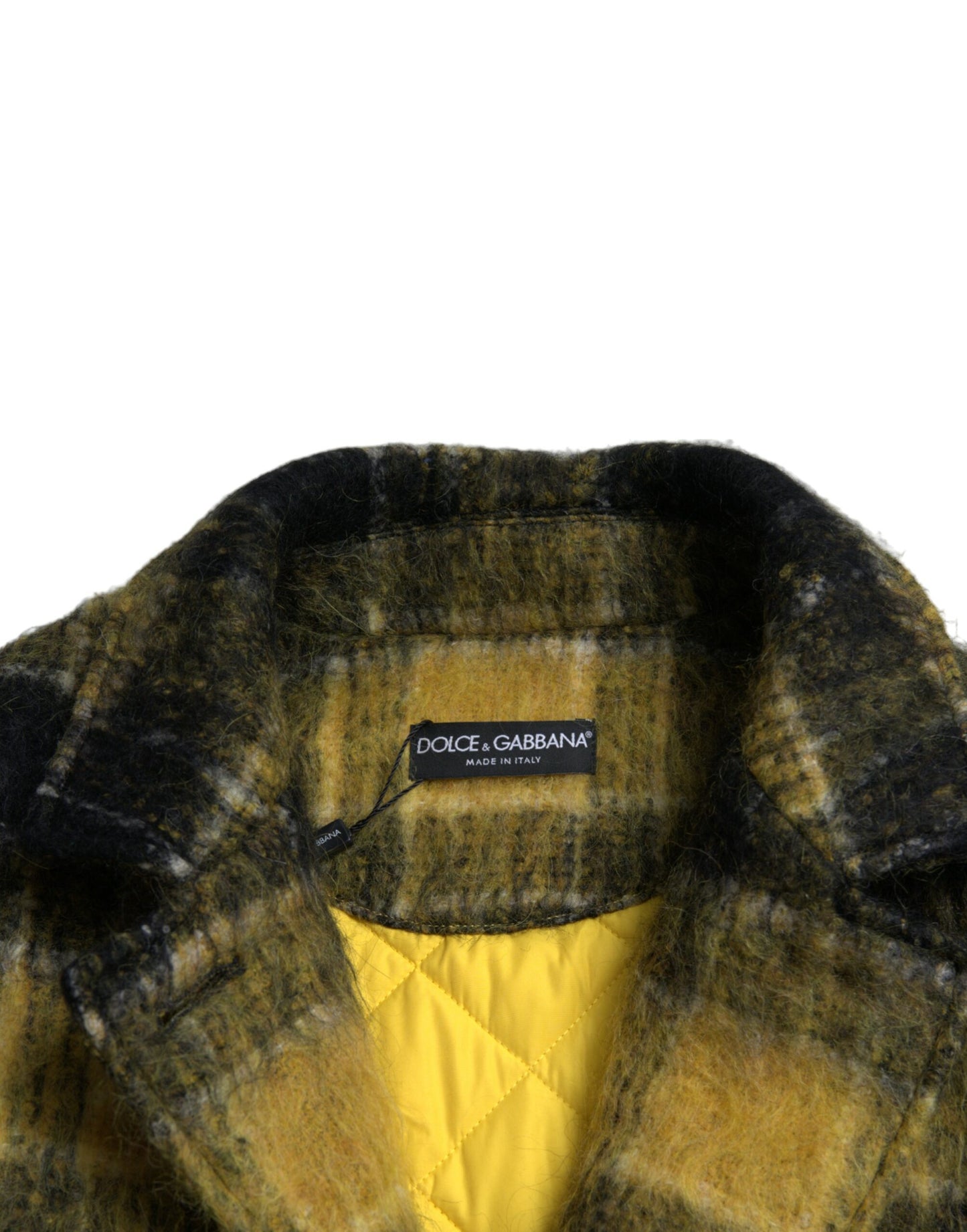 Manteau long à carreaux chic Dolce & Gabbana en jaune soleil