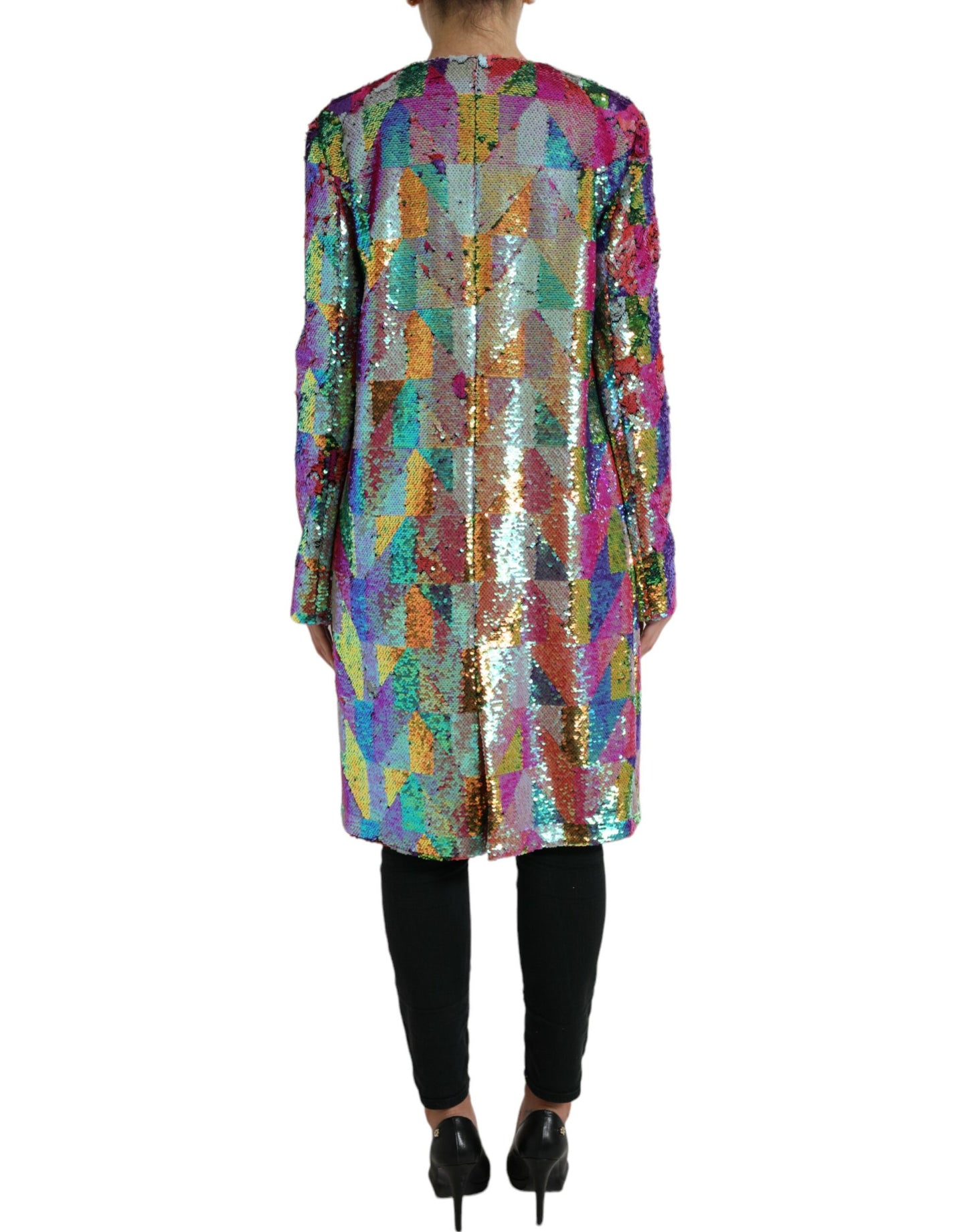 Veste longue à paillettes multicolores Dolce & Gabbana