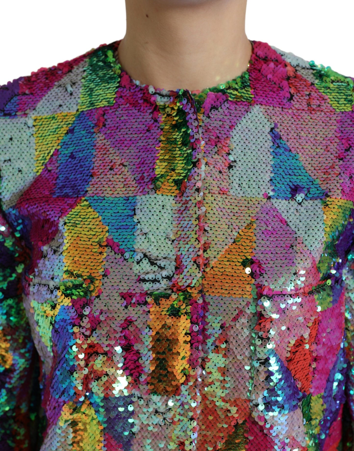 Veste longue à paillettes multicolores Dolce & Gabbana