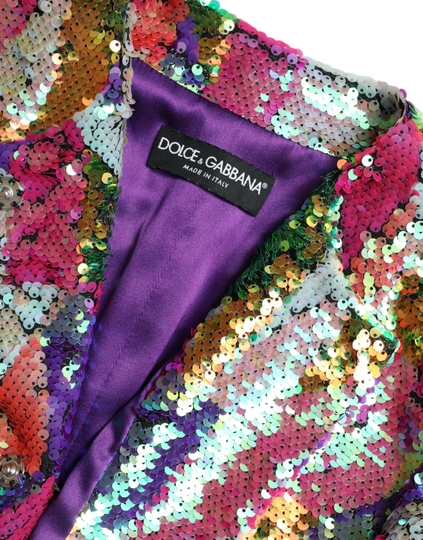 Veste longue à paillettes multicolores Dolce & Gabbana