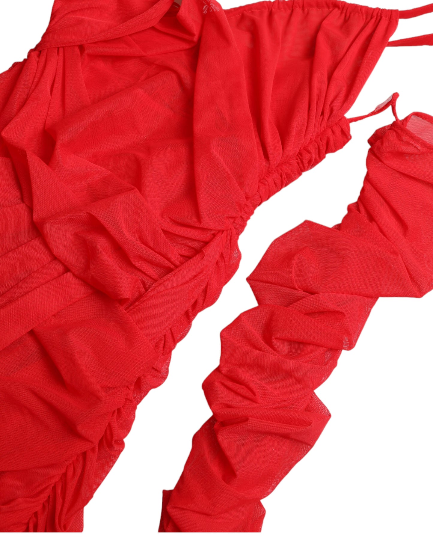 Dolce & Gabbana Red Nylon Stretch Cut Out Midi Dress by Dolce & Gabbana