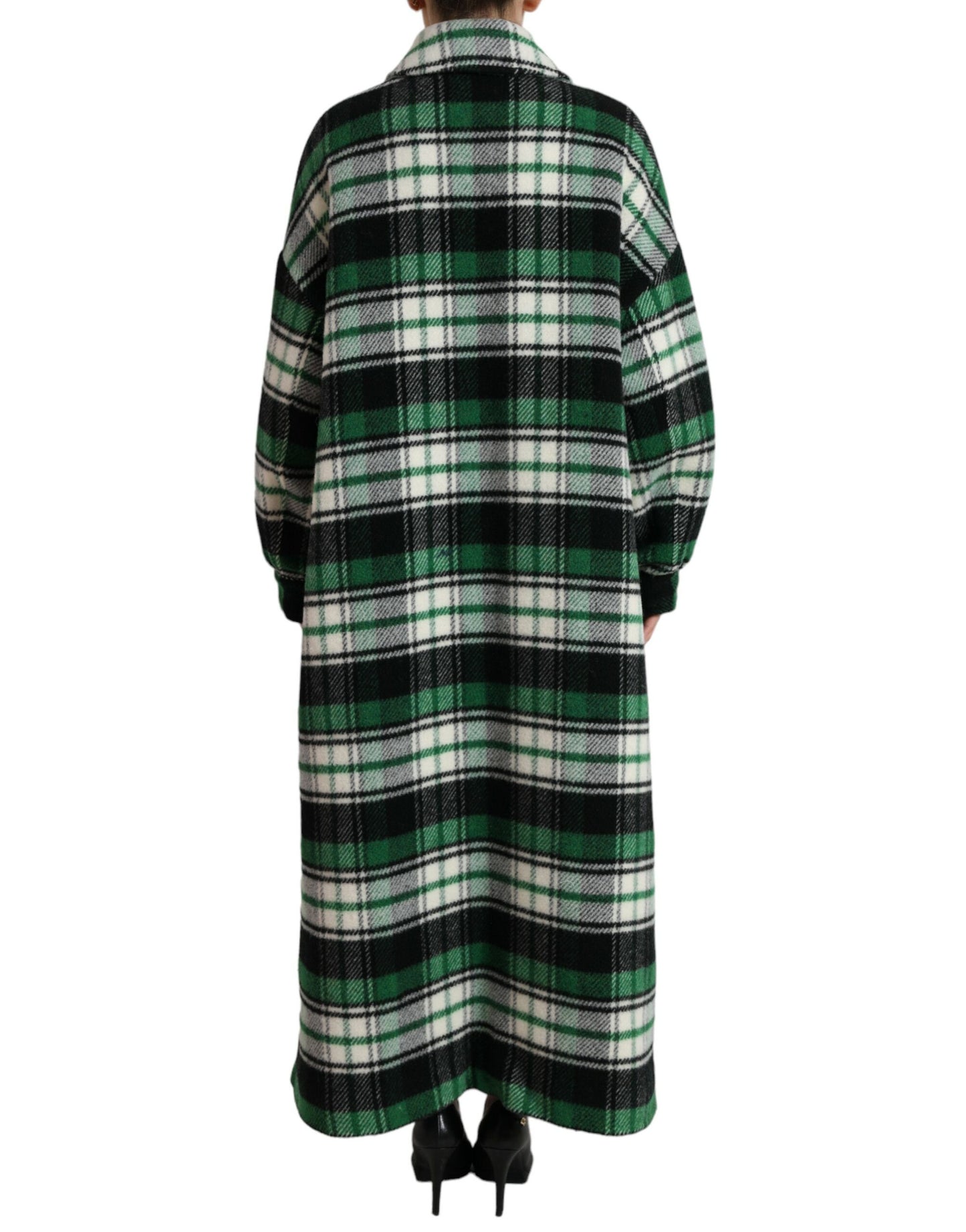 Dolce & Gabbana Élégant manteau long à carreaux verts