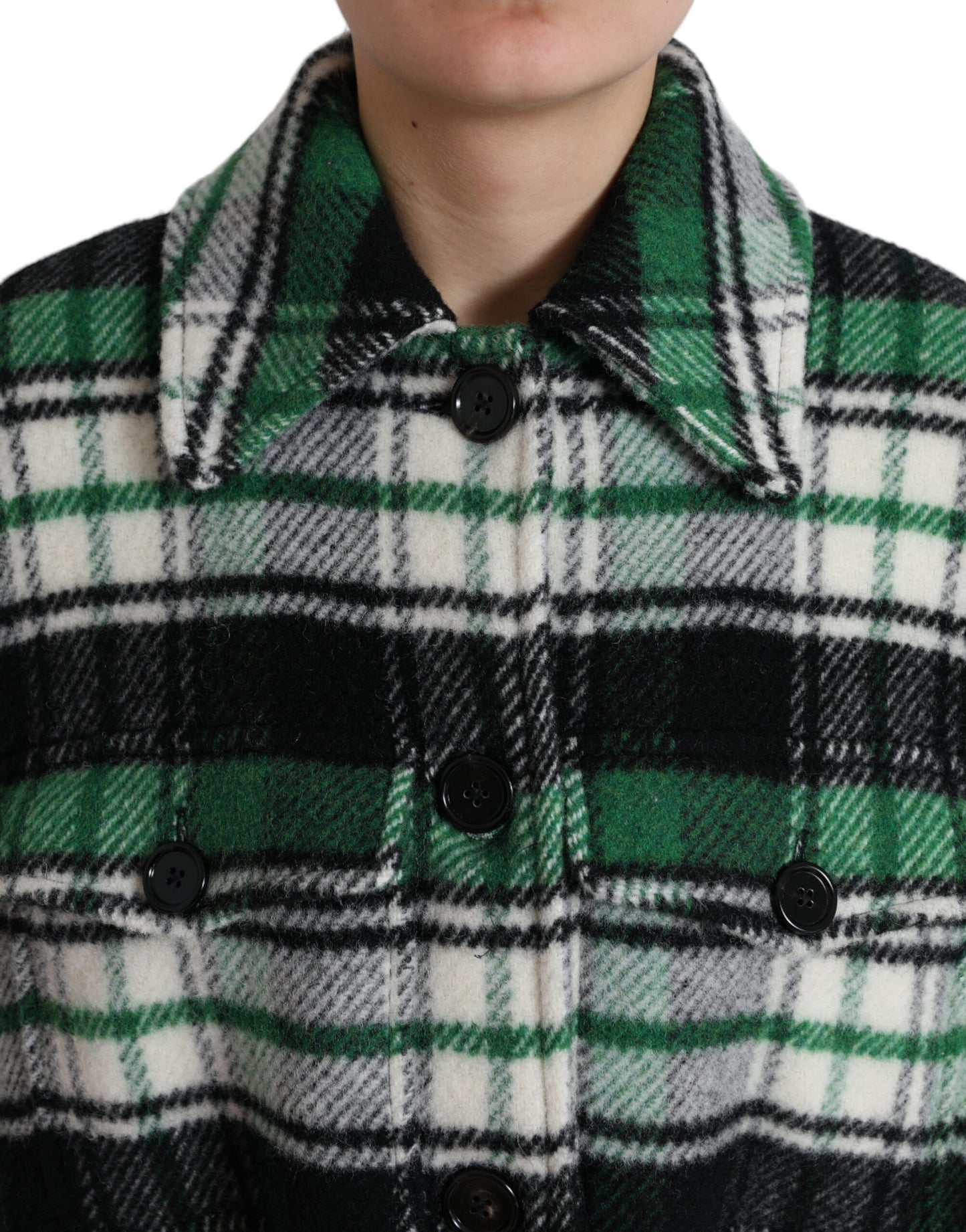 Dolce & Gabbana Élégant manteau long à carreaux verts
