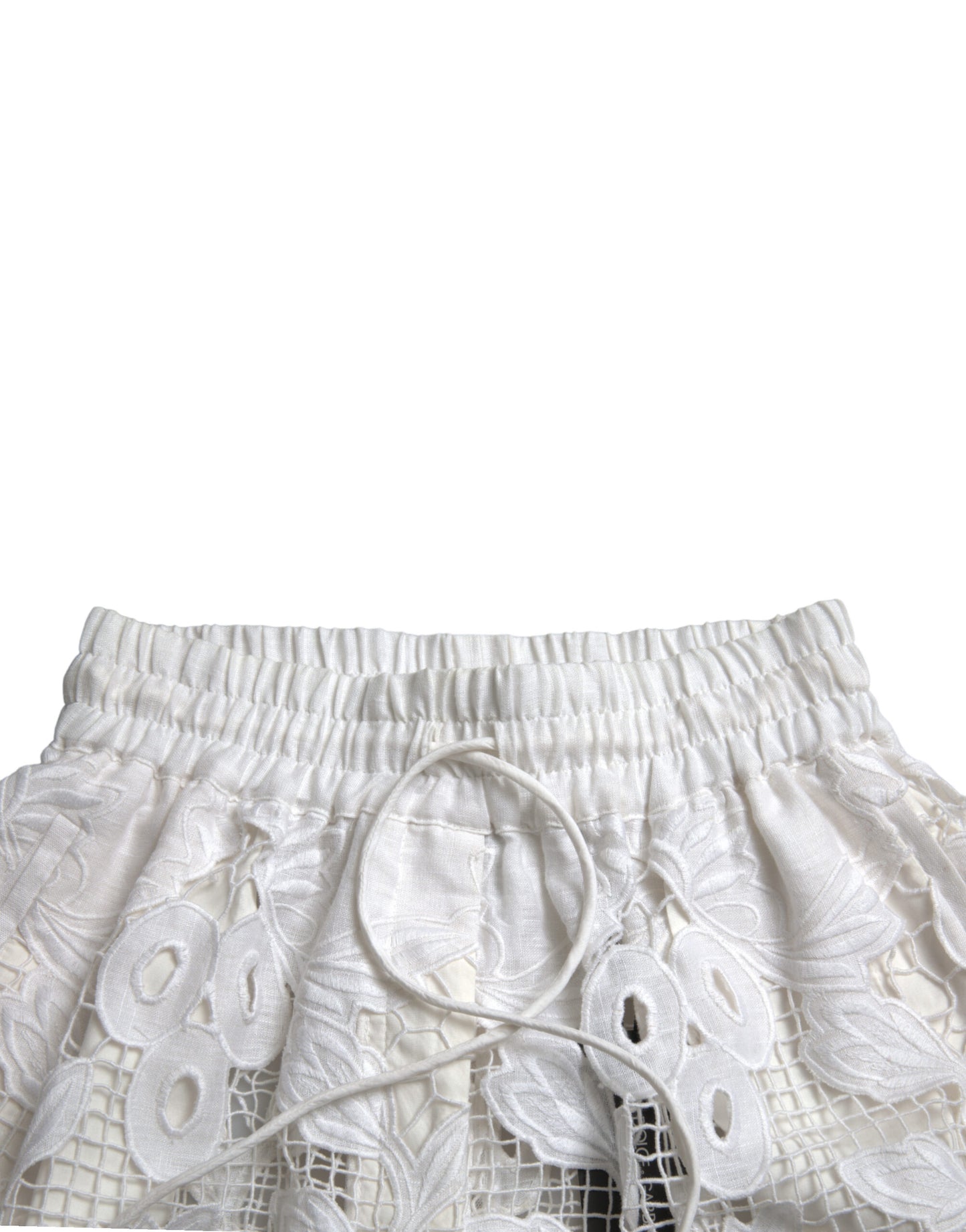 Short taille haute en dentelle Dolce & Gabbana Chic en blanc pur