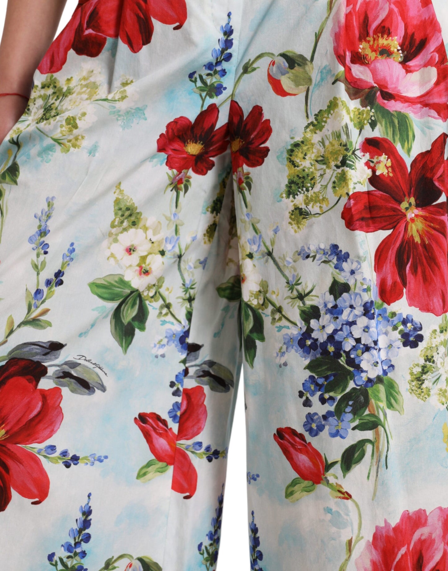 Dolce & Gabbana Multicolor Floral High Waist Wide Leg Pants by Dolce & Gabbana