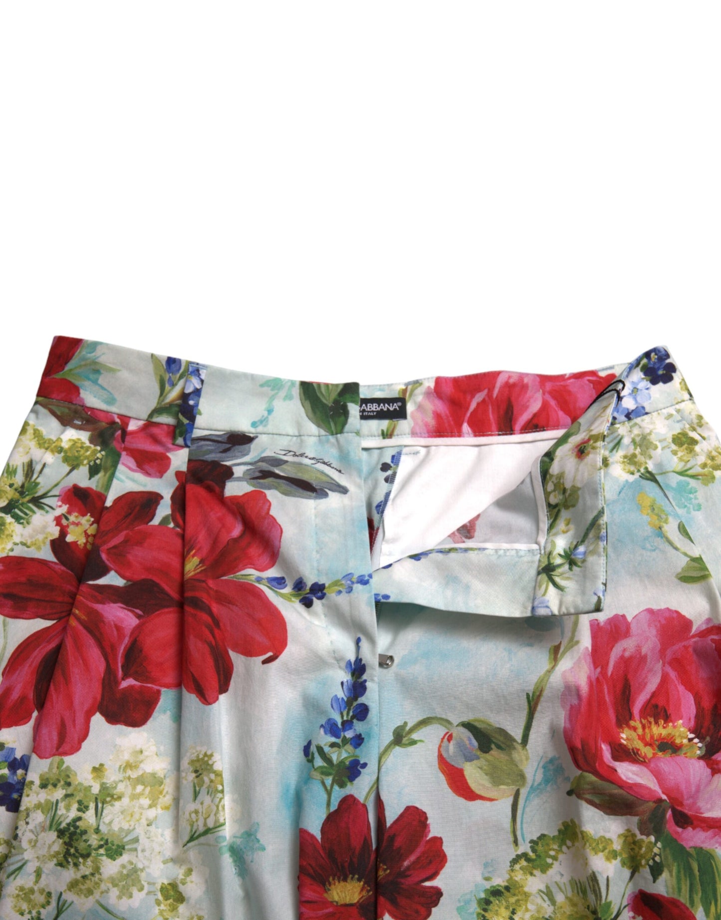 Dolce & Gabbana Multicolor Floral High Waist Wide Leg Pants by Dolce & Gabbana