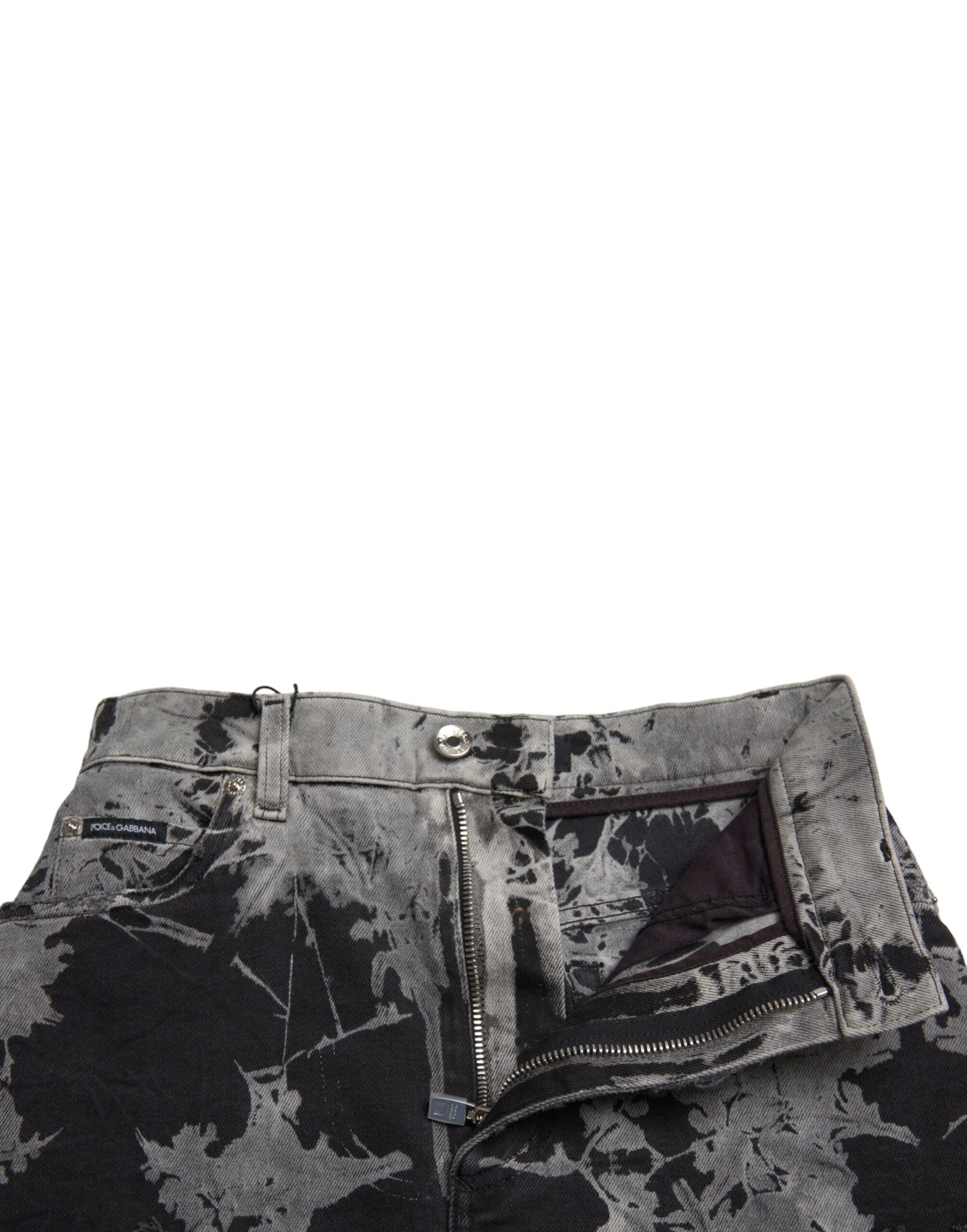 Mini-jupe en jean taille haute chic Dolce & Gabbana avec bordure en dentelle