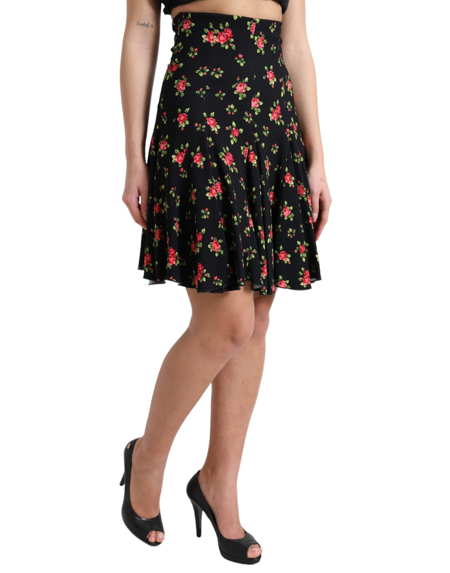 Mini-jupe trapèze fleurie taille haute Dolce & Gabbana