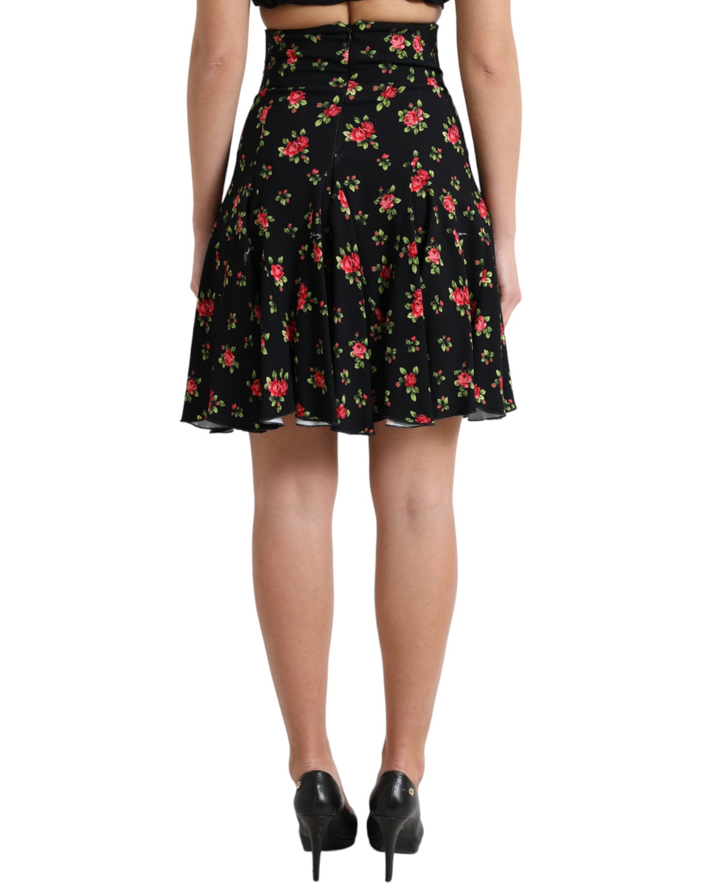 Mini-jupe trapèze fleurie taille haute Dolce & Gabbana
