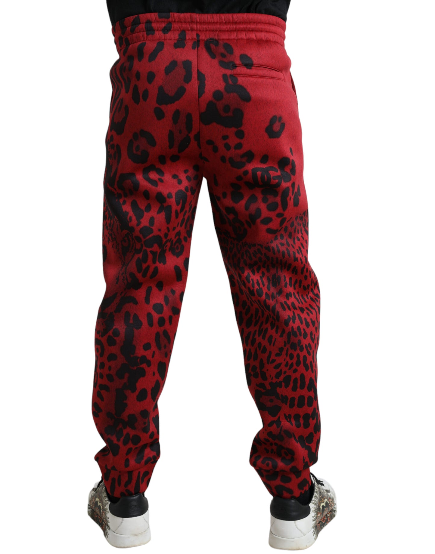 Dolce & Gabbana Red Black Leopard Stretch Jogger Pants by Dolce & Gabbana