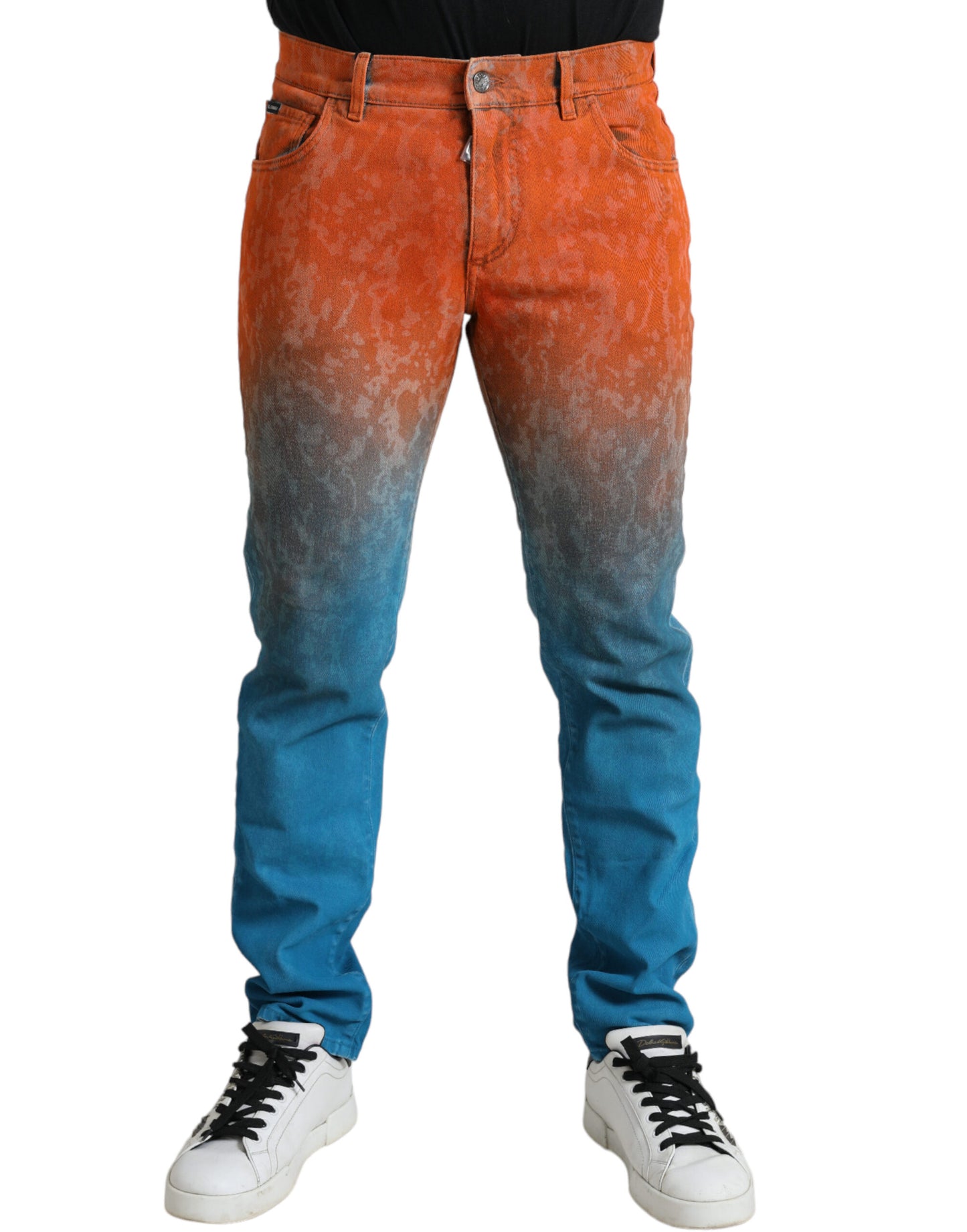 Dolce & Gabbana Multicolor Ombre Cotton Slim Fit Denim Jeans by Dolce & Gabbana