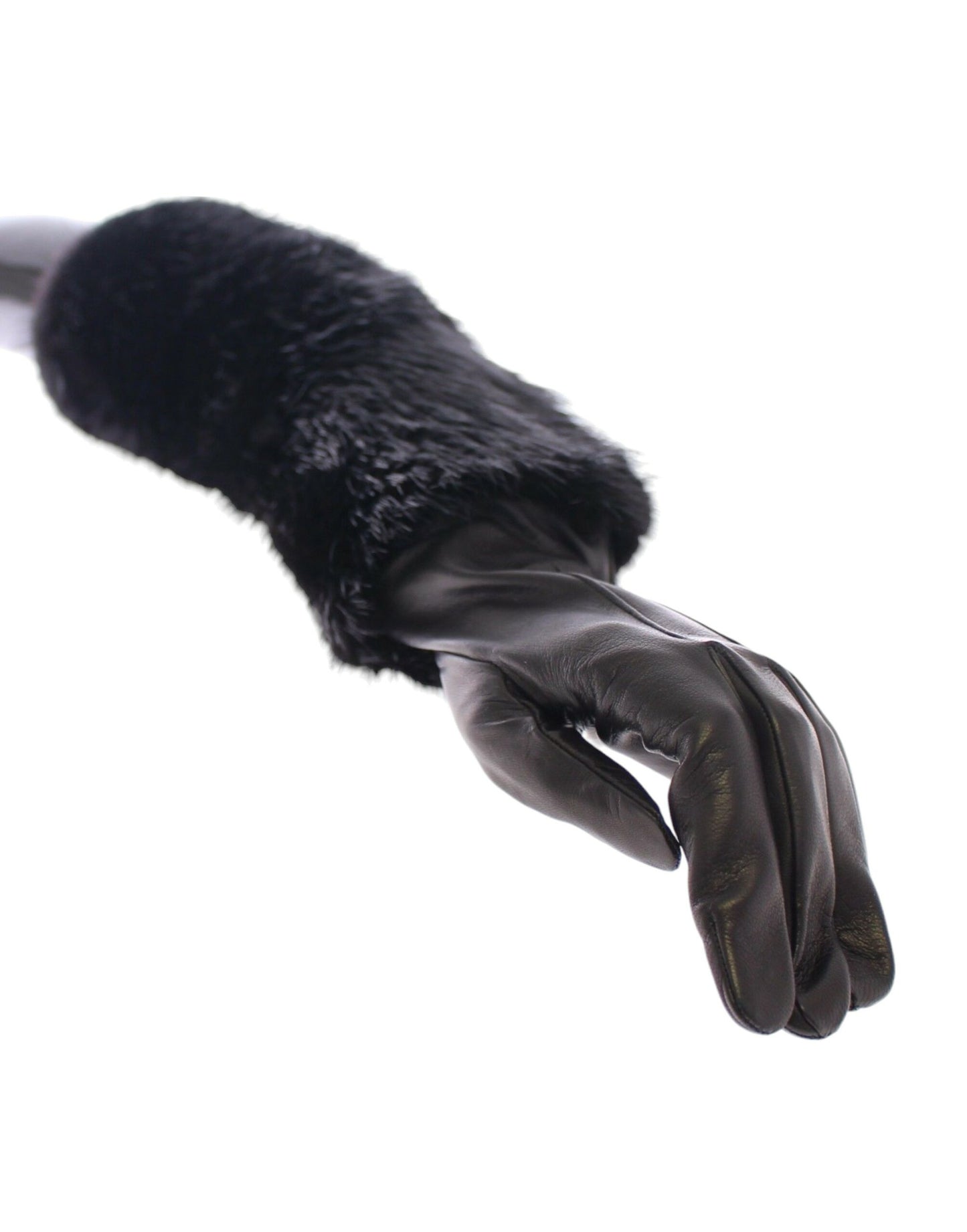 Gants élégants en cuir Dolce & Gabbana jusqu'aux coudes
