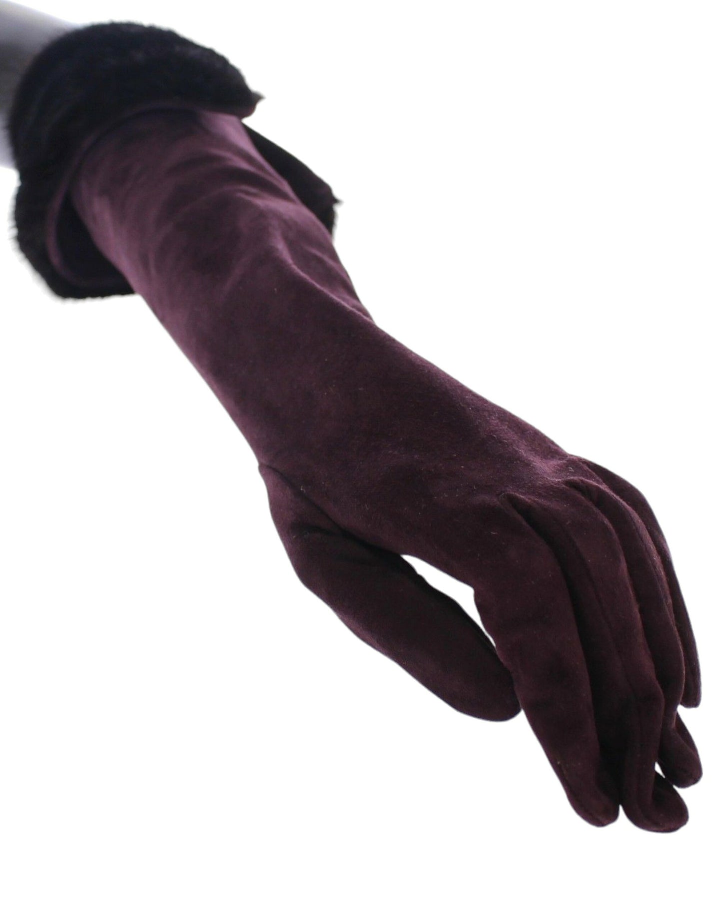 Gants élégants en fourrure violette Dolce & Gabbana jusqu'aux coudes