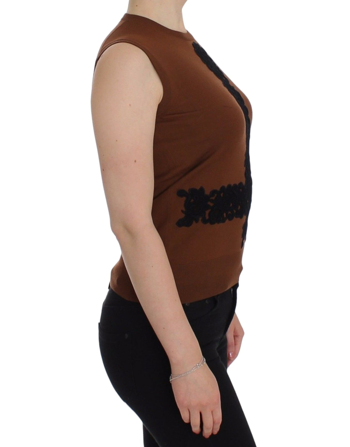 Cardigan sans manches en laine et dentelle intemporel Dolce & Gabbana