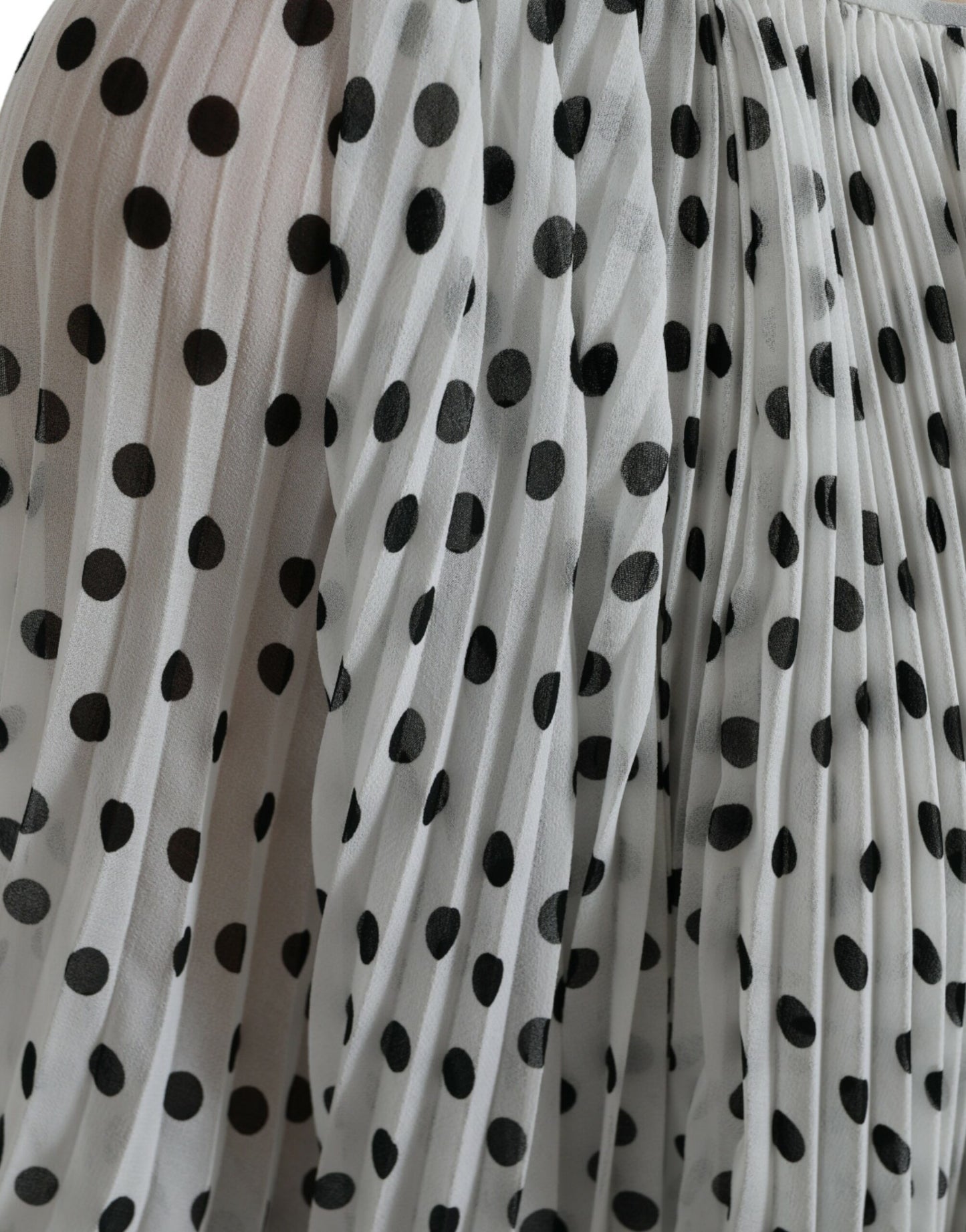 Dolce & Gabbana White Polka Dot A-line Pleated Maxi Dress by Dolce & Gabbana