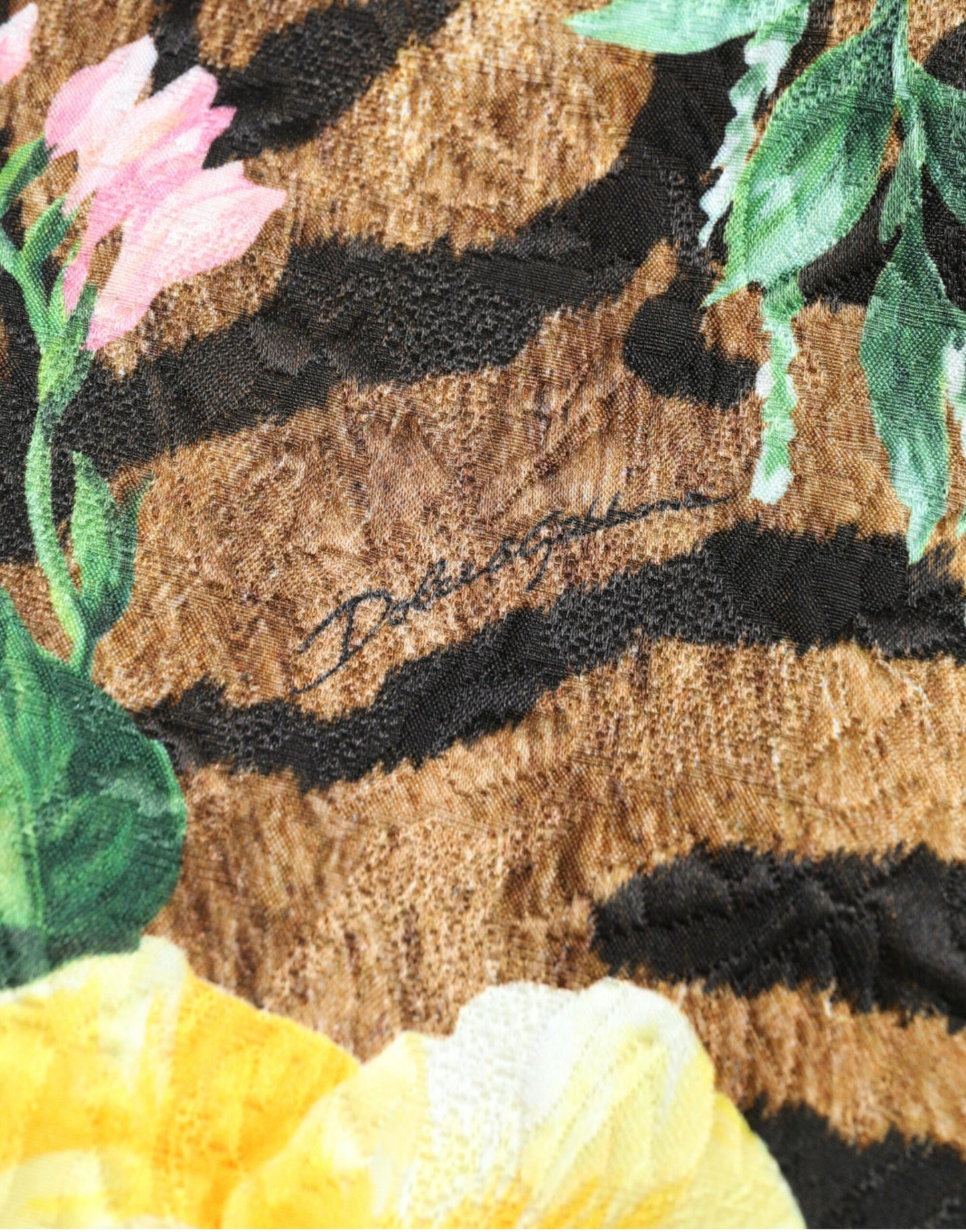 Dolce & Gabbana Multicolor Tiger Floral Print Shift Mini Dress by Dolce & Gabbana