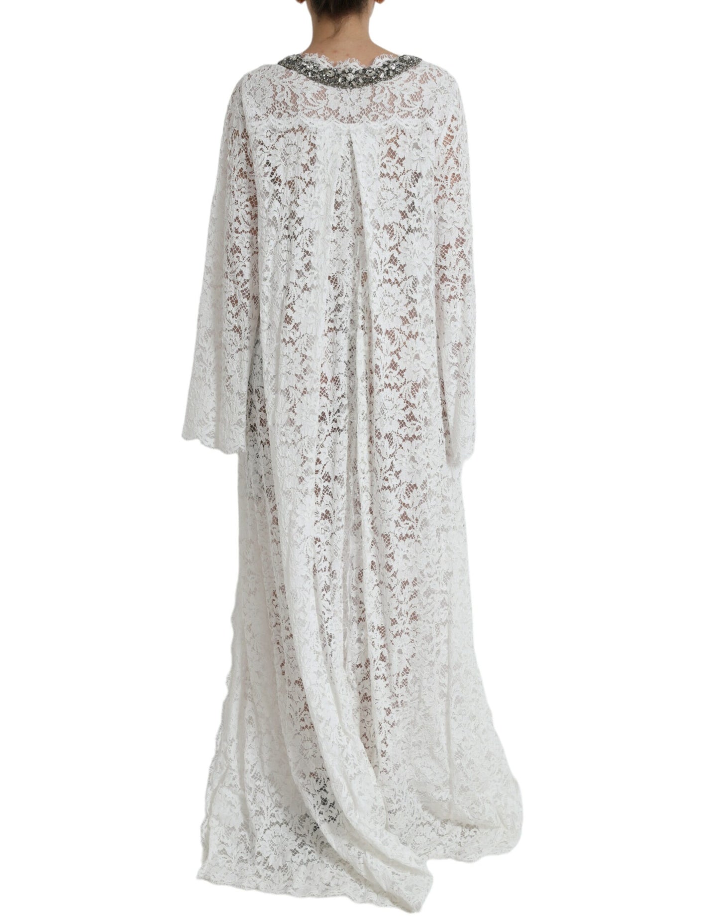 Dolce & Gabbana White Lace Crystal Embellished Shift Dress by Dolce & Gabbana
