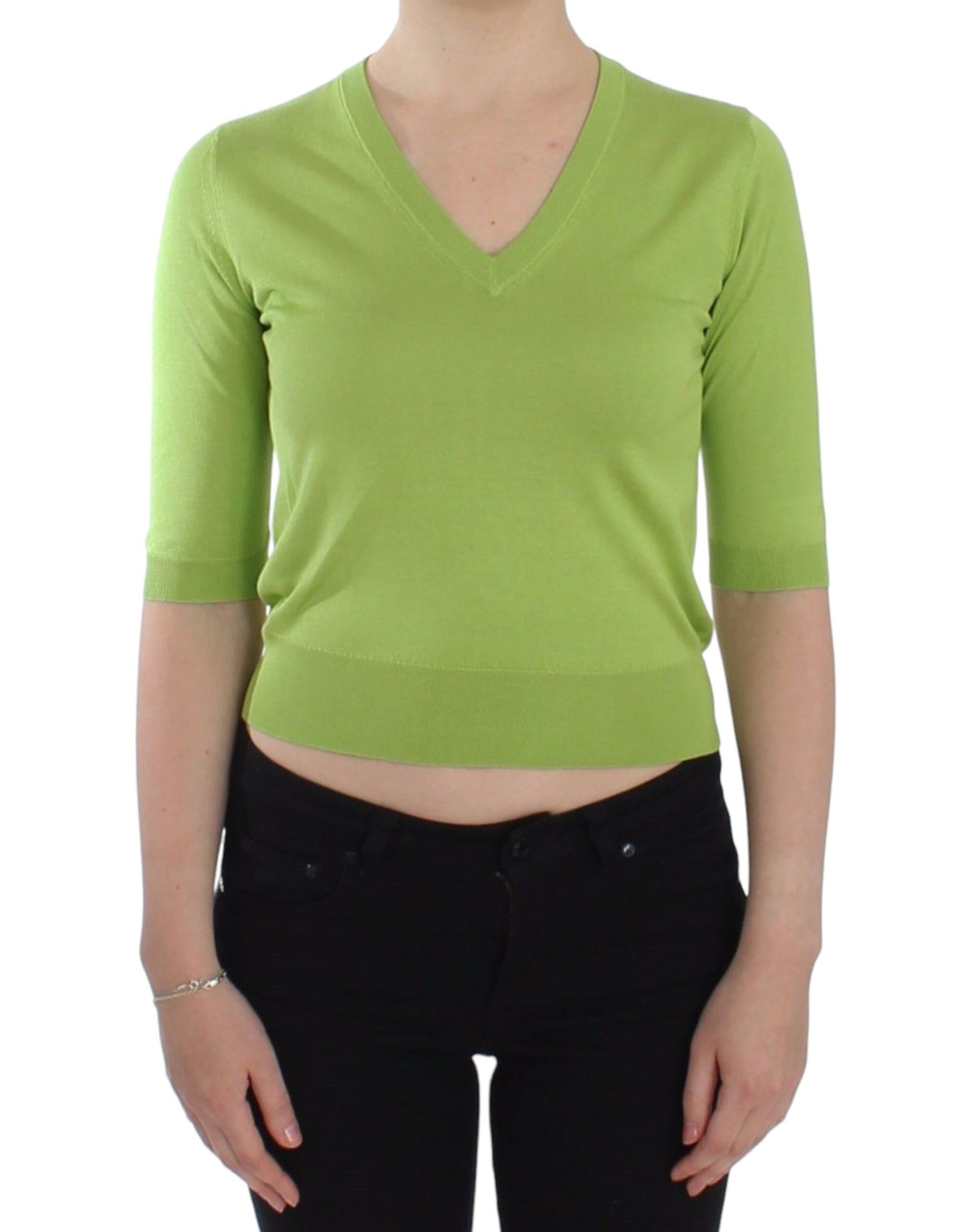 Pull col V en laine vert émeraude Dolce & Gabbana