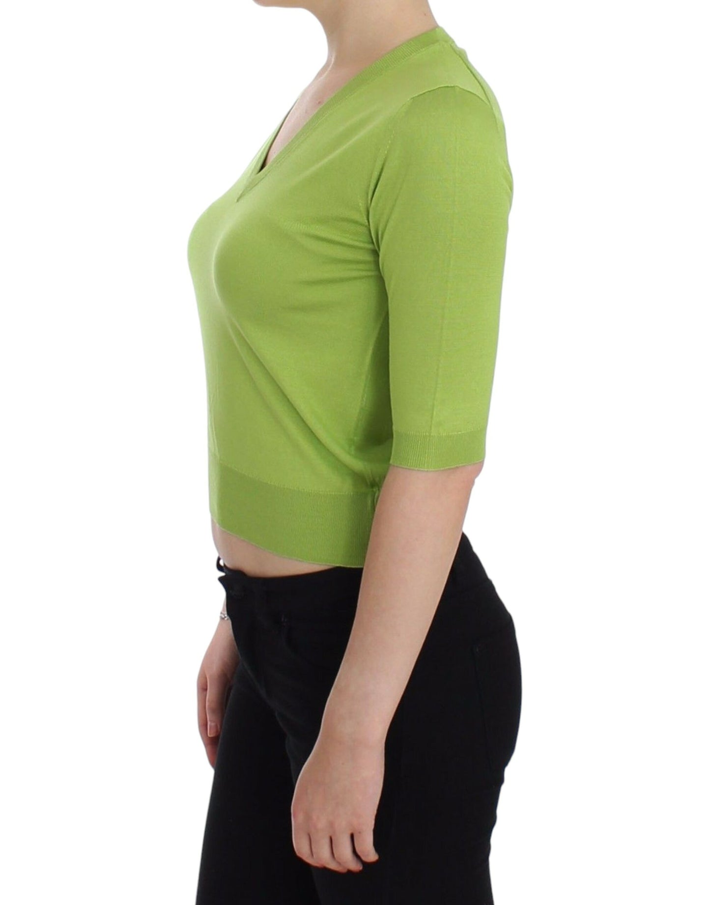 Pull col V en laine vert émeraude Dolce & Gabbana