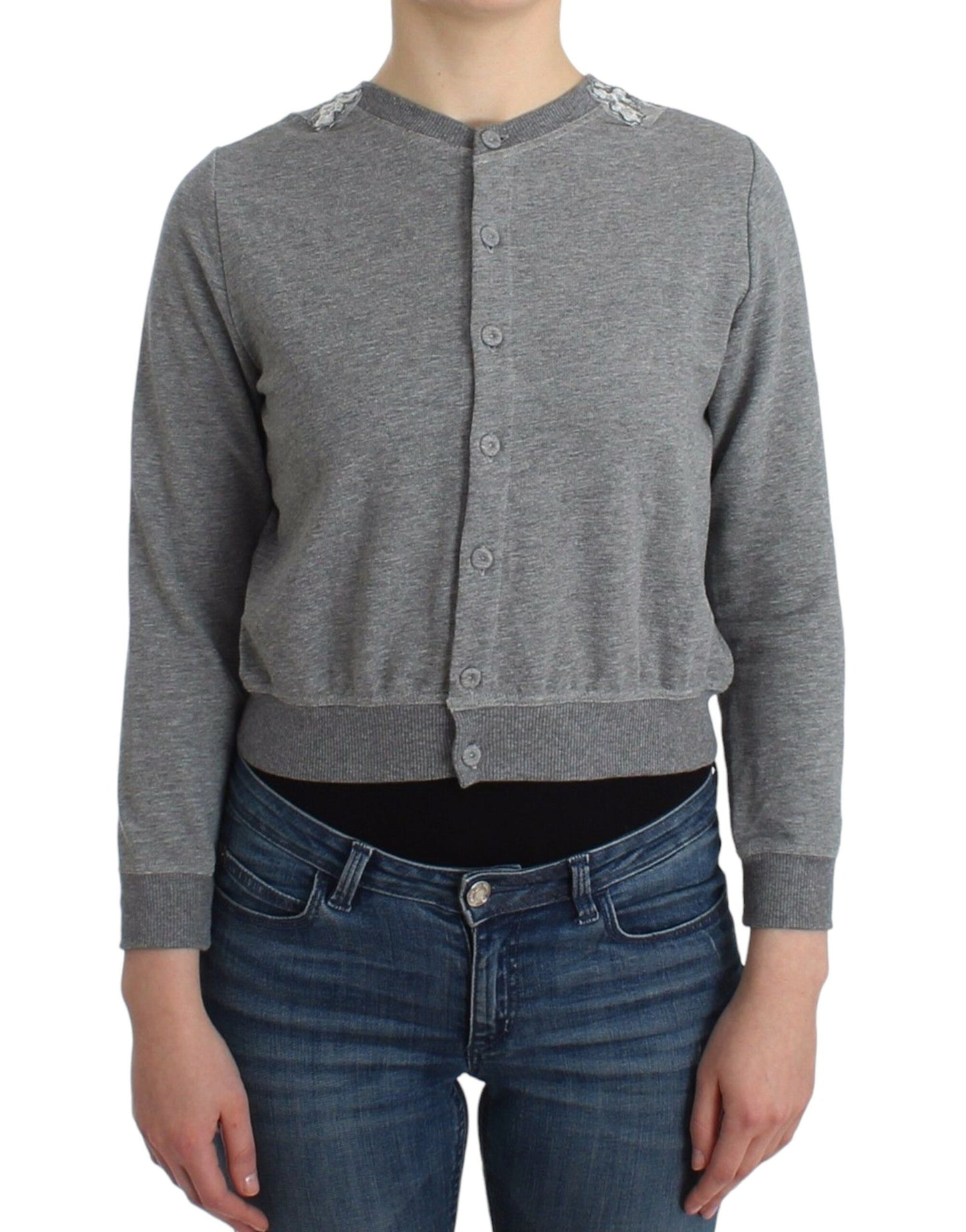 Cardigan court en coton mélangé gris chic Ermanno Scervino
