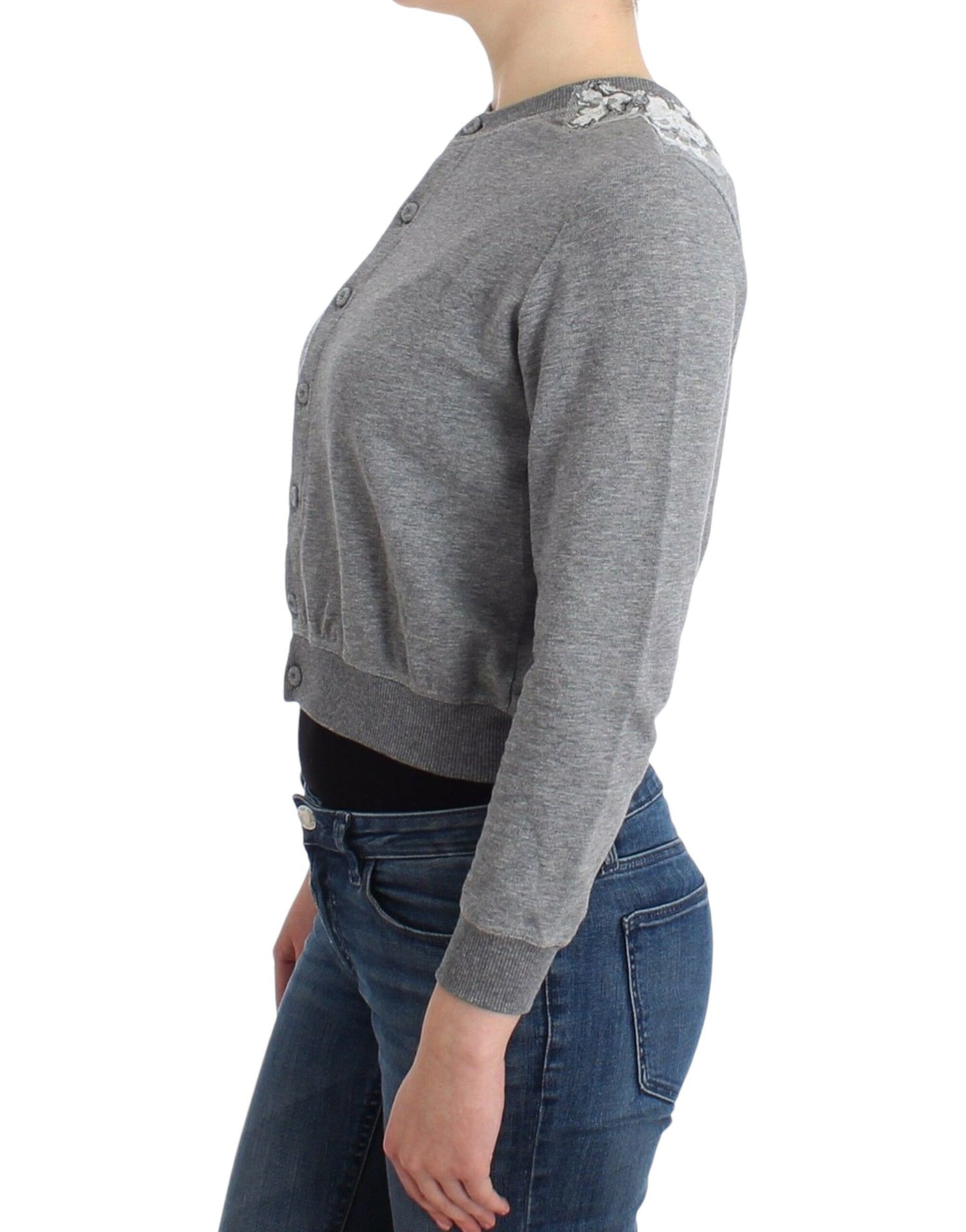 Cardigan court en coton mélangé gris chic Ermanno Scervino