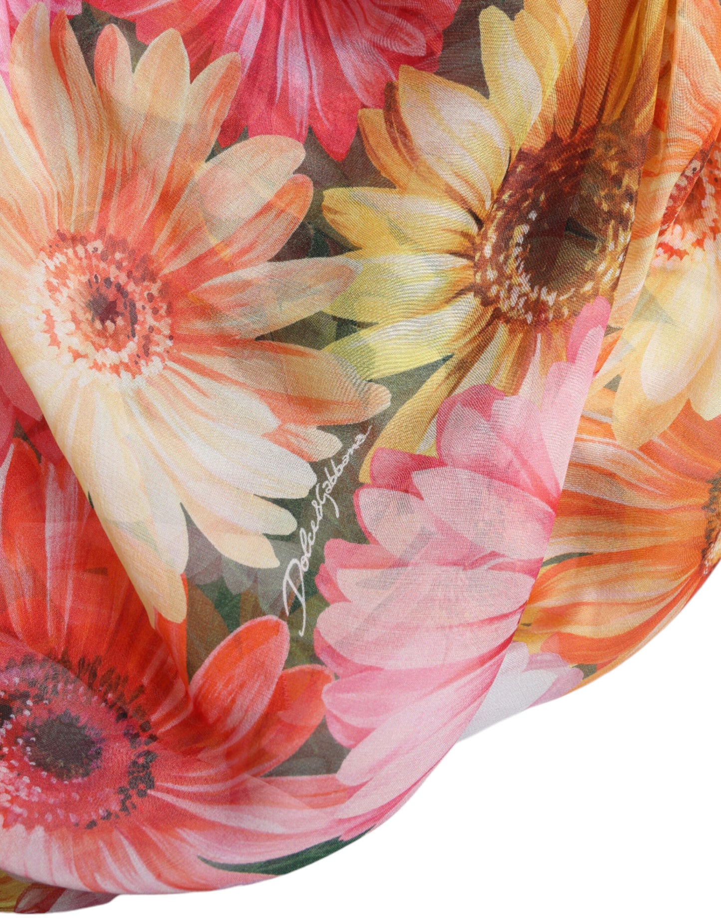 Dolce & Gabbana Multicolor Sunflower Print Silk Midi Dress by Dolce & Gabbana