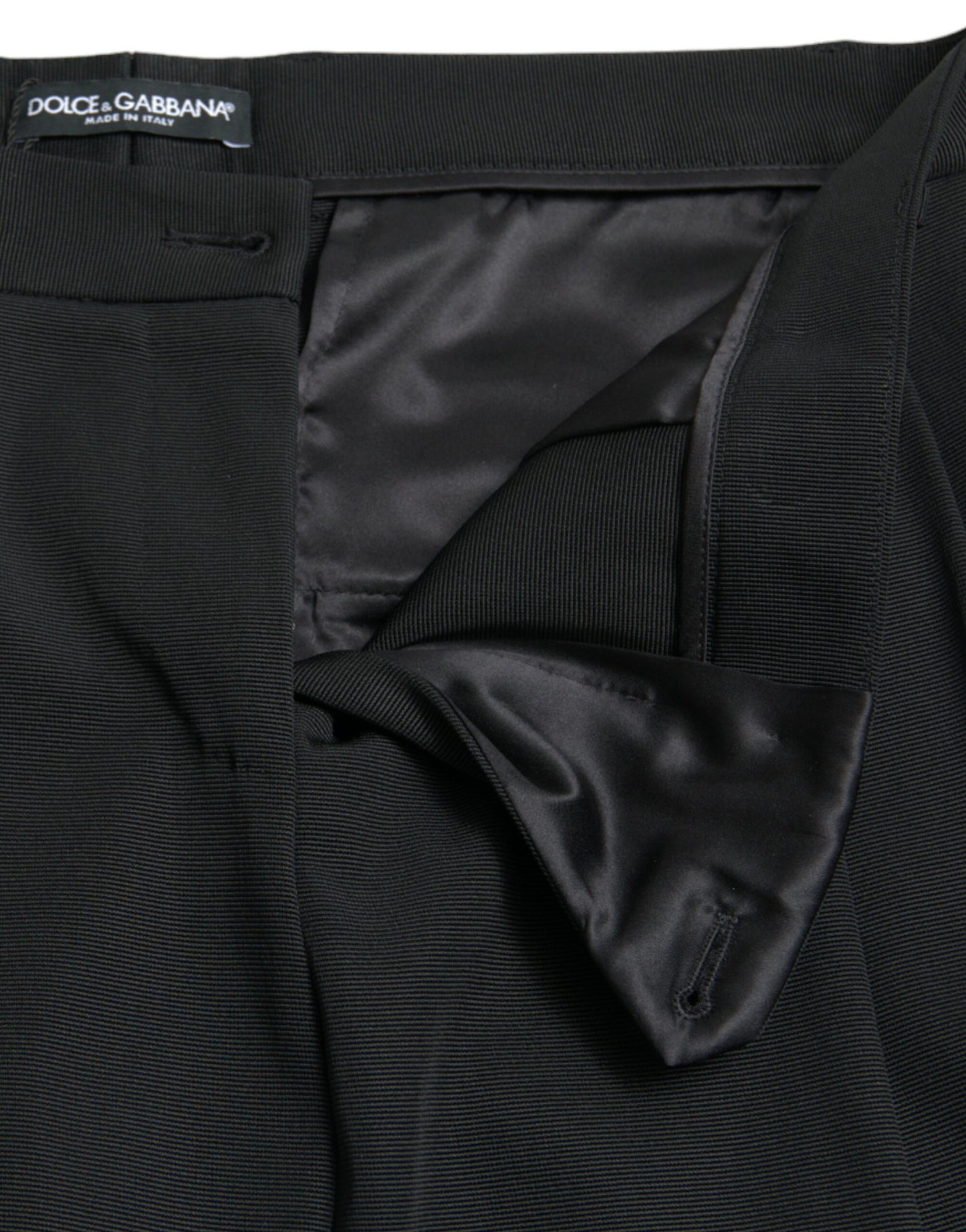 Dolce & Gabbana Black Wool High Waist Cropped Tapered Pants by Dolce & Gabbana