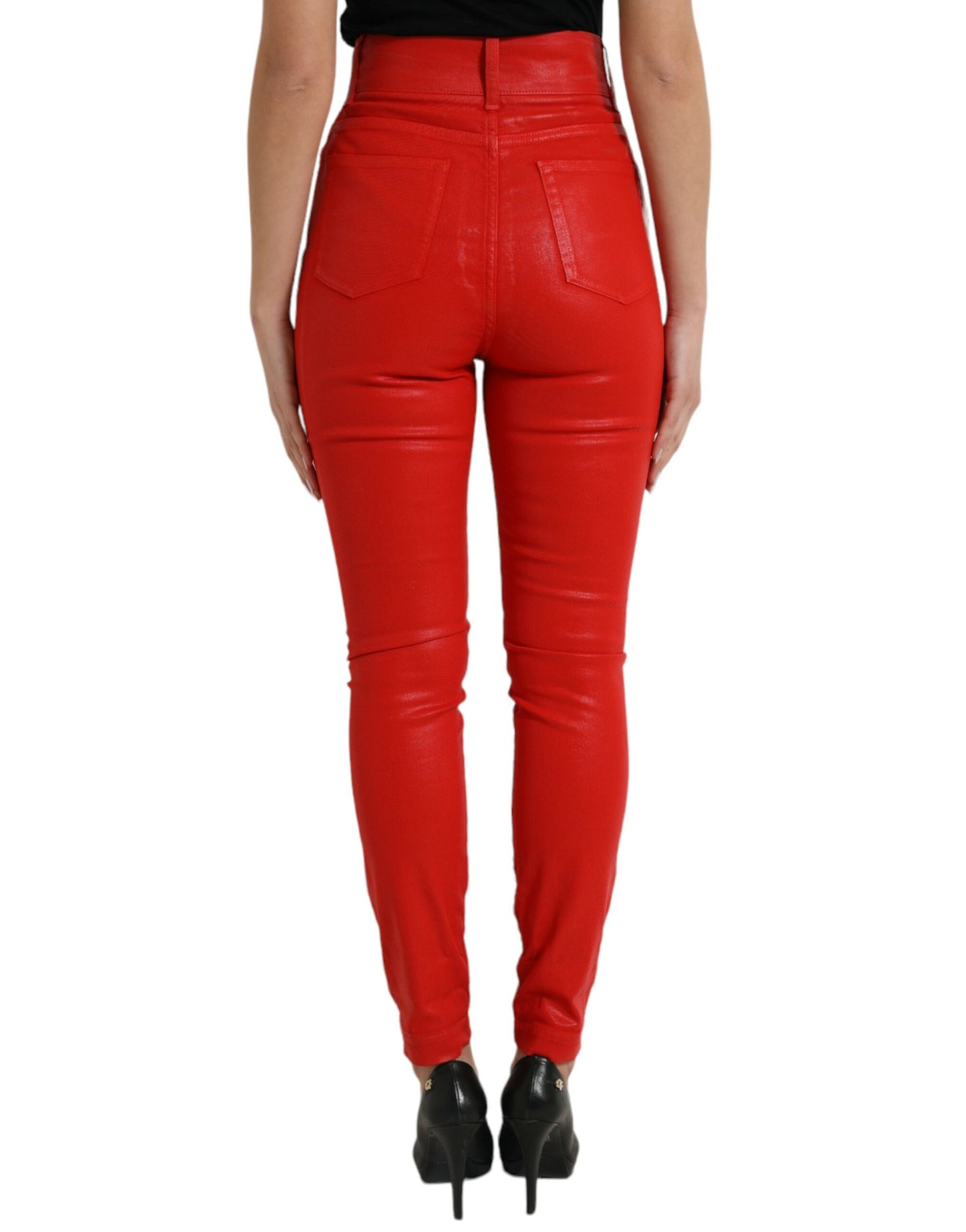 Dolce & Gabbana Red Cotton High Waist Skinny Denim Jeans by Dolce & Gabbana