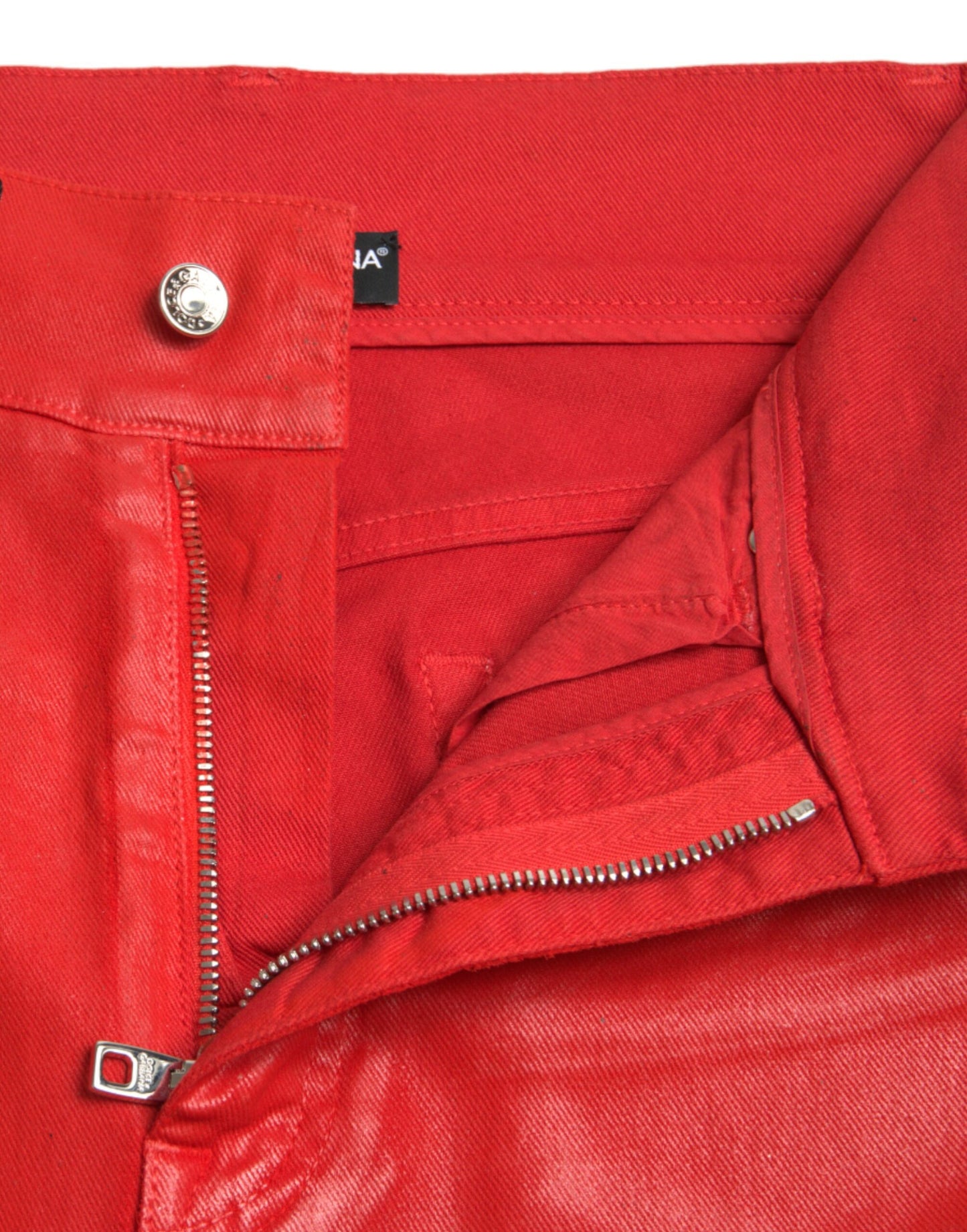 Dolce & Gabbana Red Cotton High Waist Skinny Denim Jeans by Dolce & Gabbana