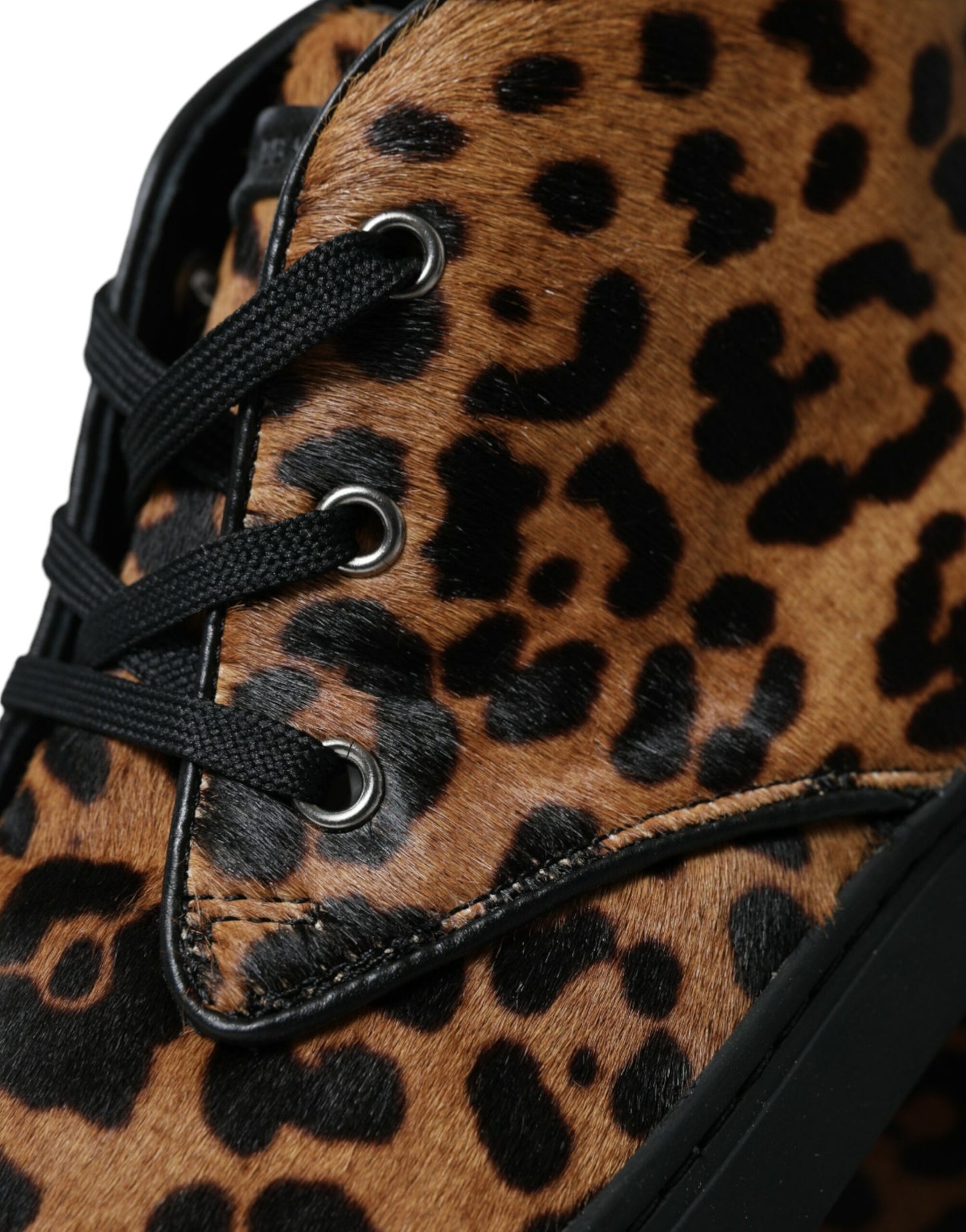 Dolce & Gabbana Brown Leopard Pony Hair Leather Sneakers Shoes by Dolce & Gabbana