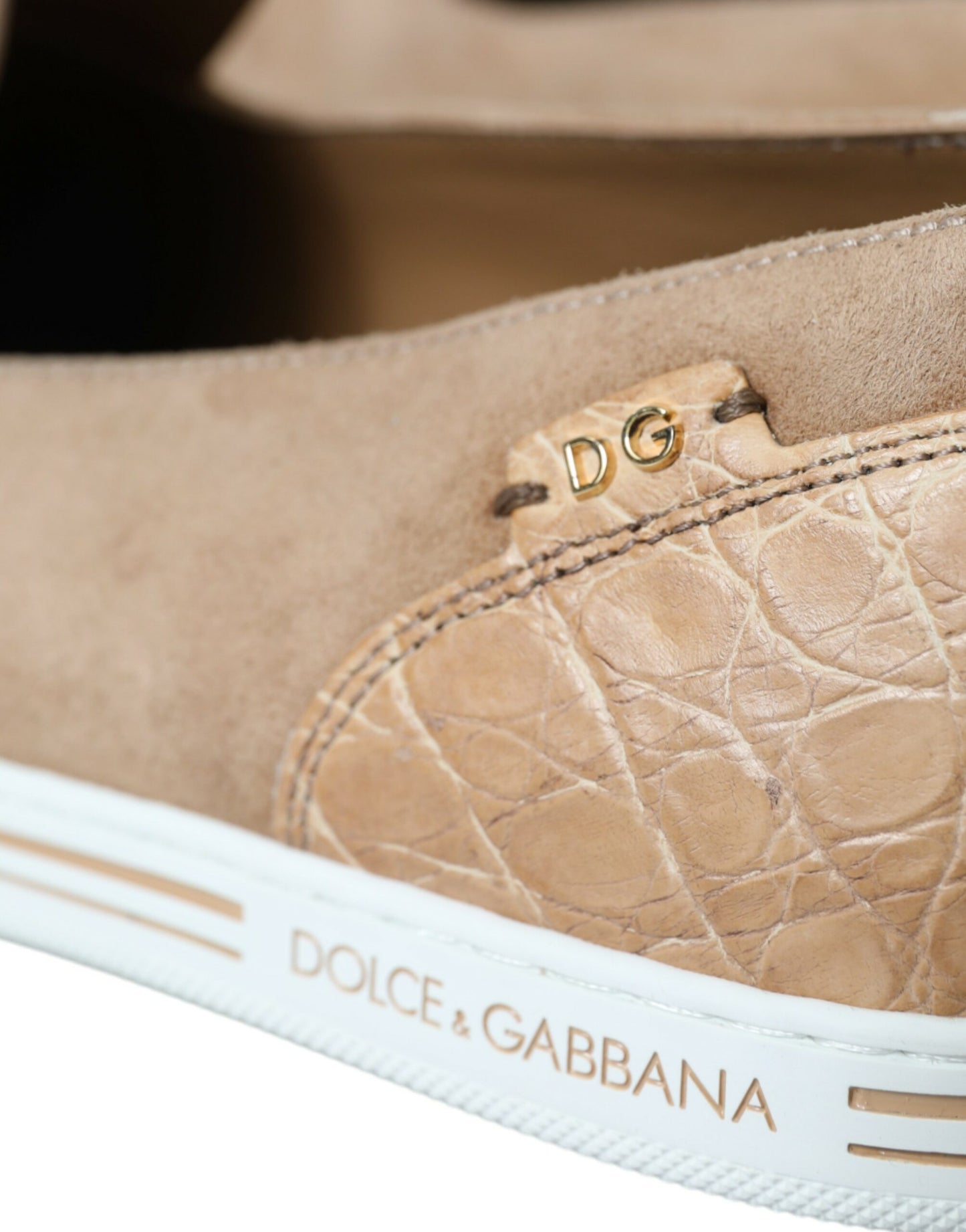 Mocassins élégants en cuir beige Dolce & Gabbana