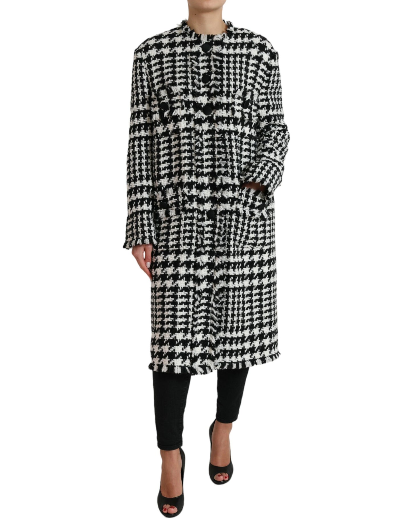 Trench-coat long pied-de-poule élégant Dolce & Gabbana