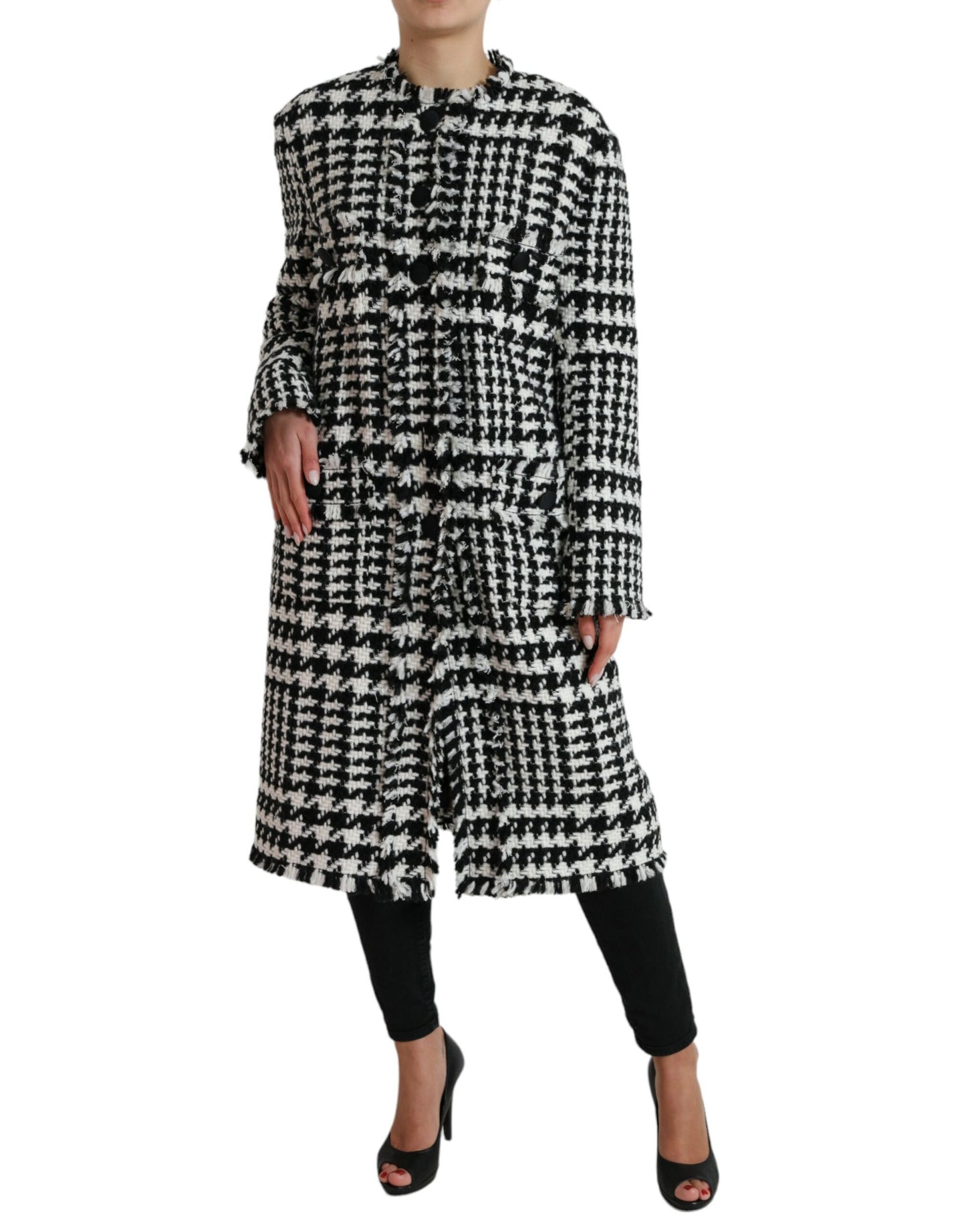 Trench-coat long pied-de-poule élégant Dolce & Gabbana