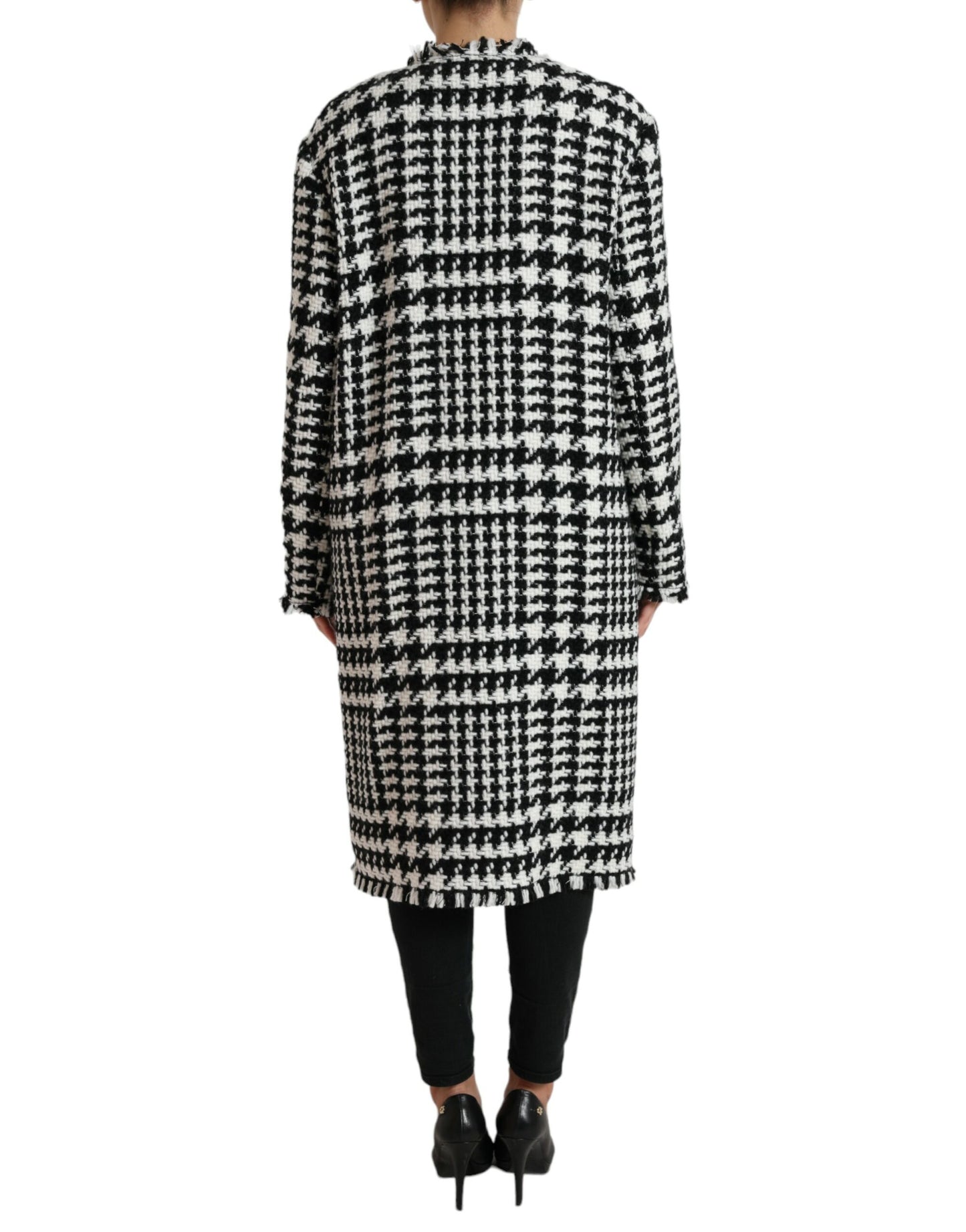 Trench-coat long pied-de-poule élégant Dolce & Gabbana