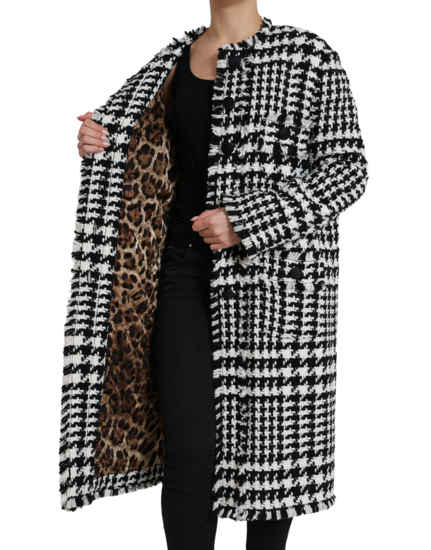 Trench-coat long pied-de-poule élégant Dolce & Gabbana