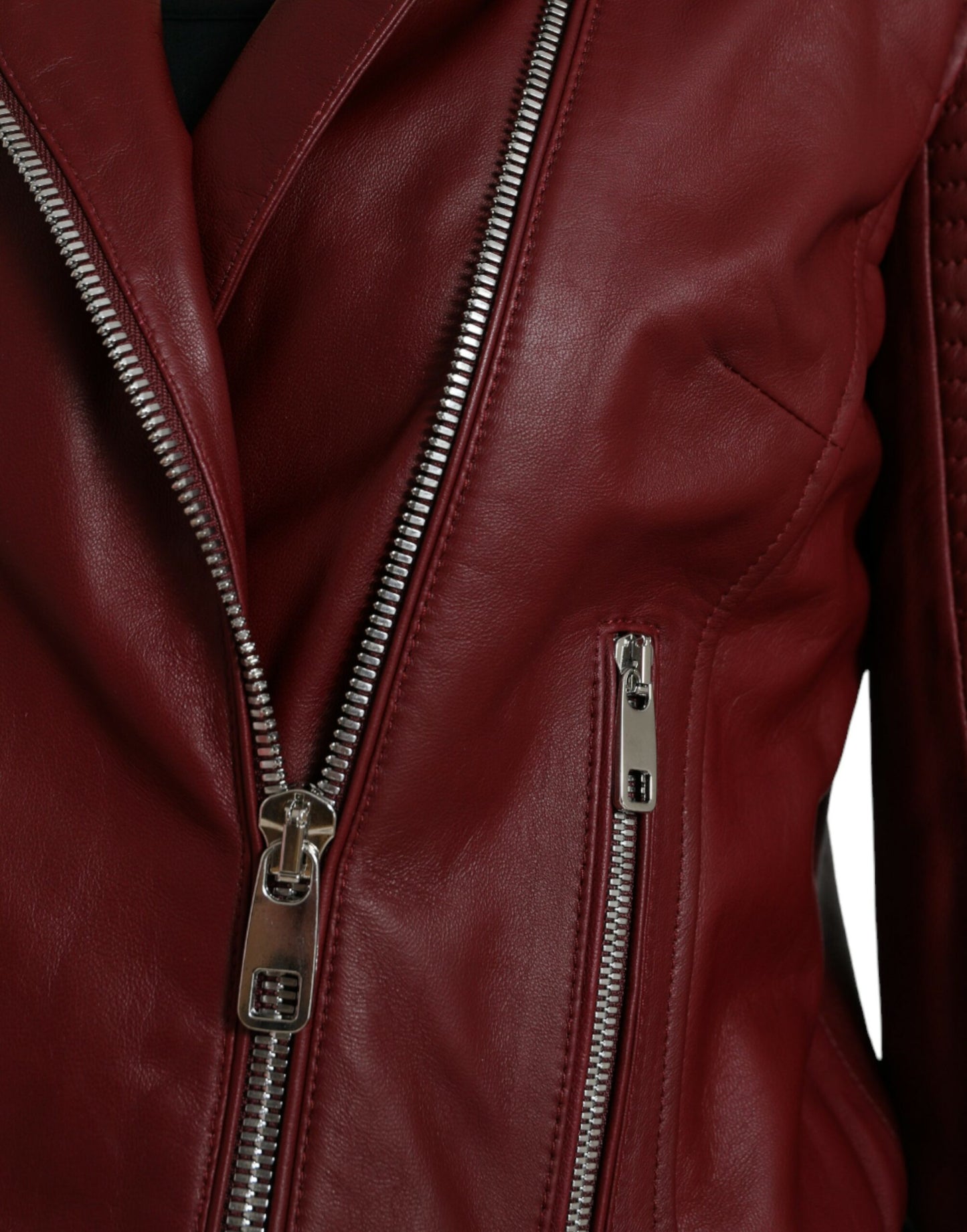 Veste motard en cuir bordeaux Dolce & Gabbana