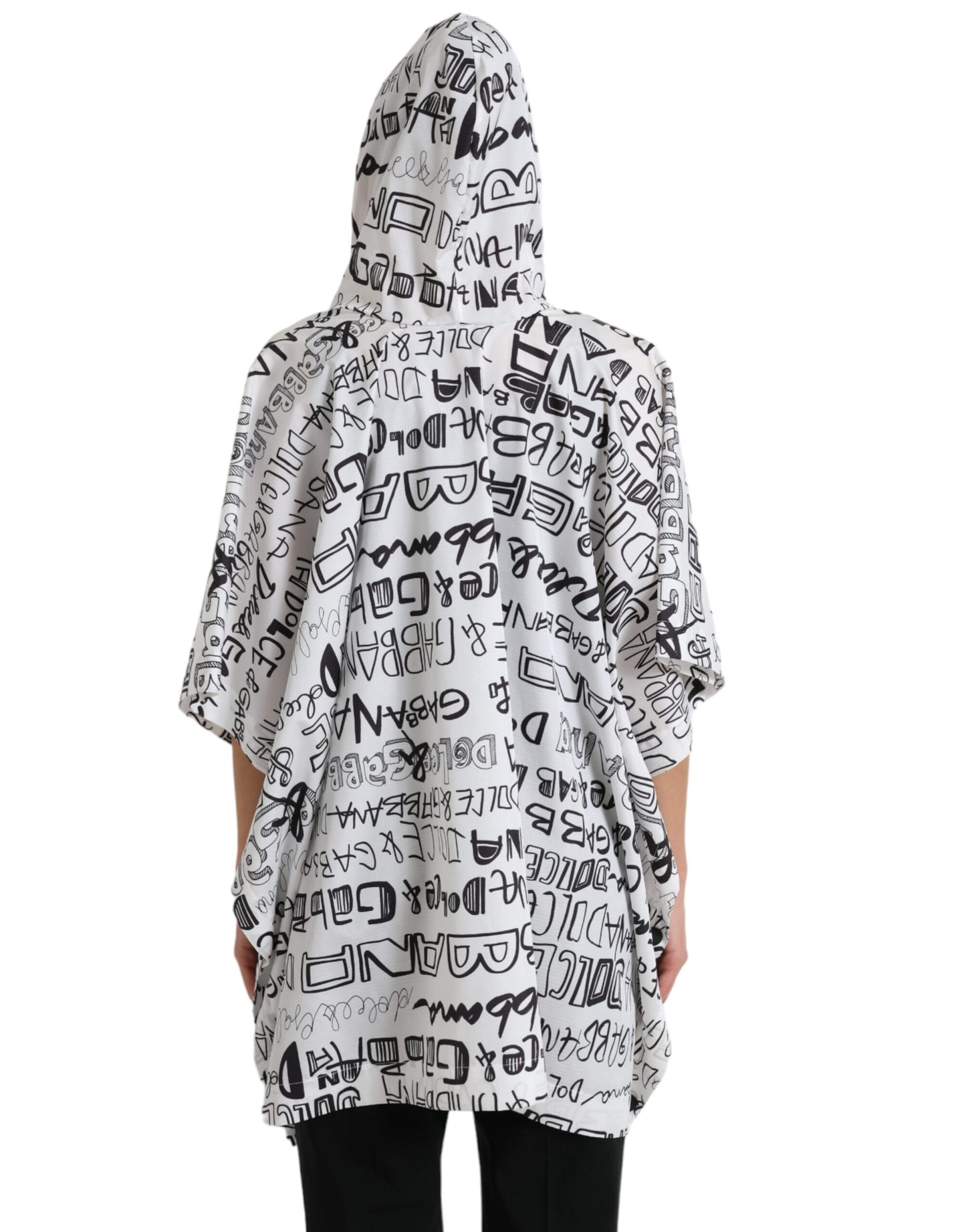 Dolce & Gabbana White Logo Print Hooded Blouson T-shirt Top by Dolce & Gabbana