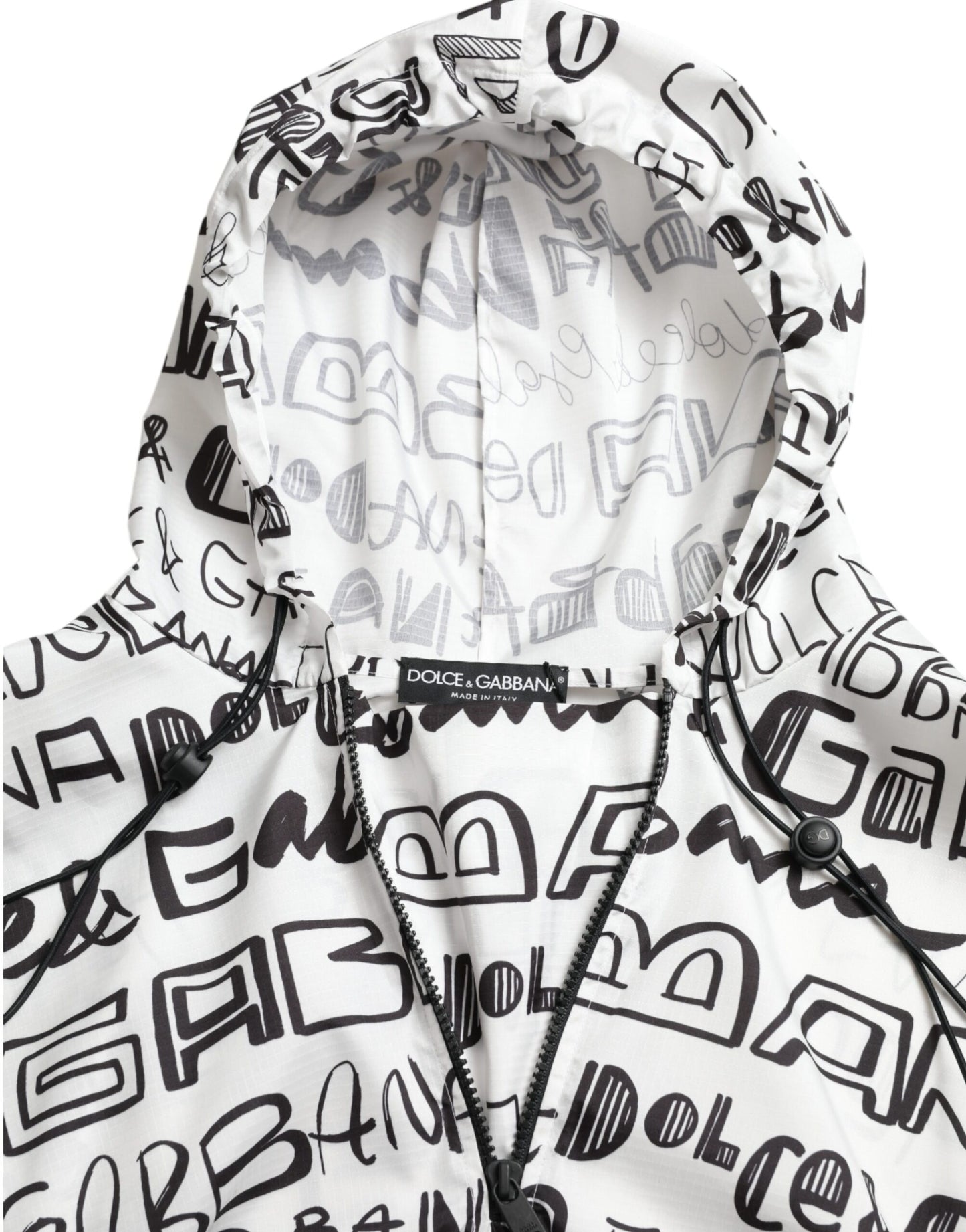 Dolce & Gabbana White Logo Print Hooded Blouson T-shirt Top by Dolce & Gabbana
