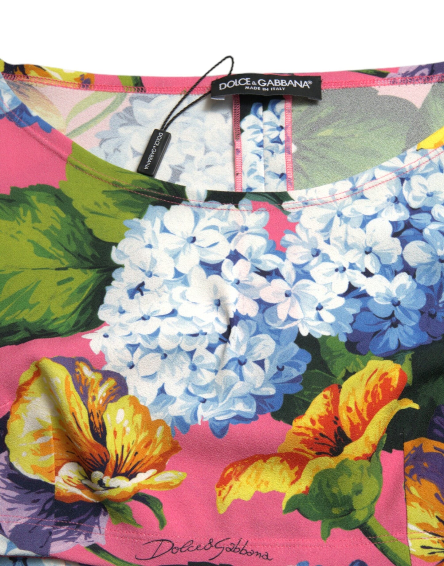 Dolce & Gabbana Multicolor Floral Long Sleeves Cropped Top by Dolce & Gabbana