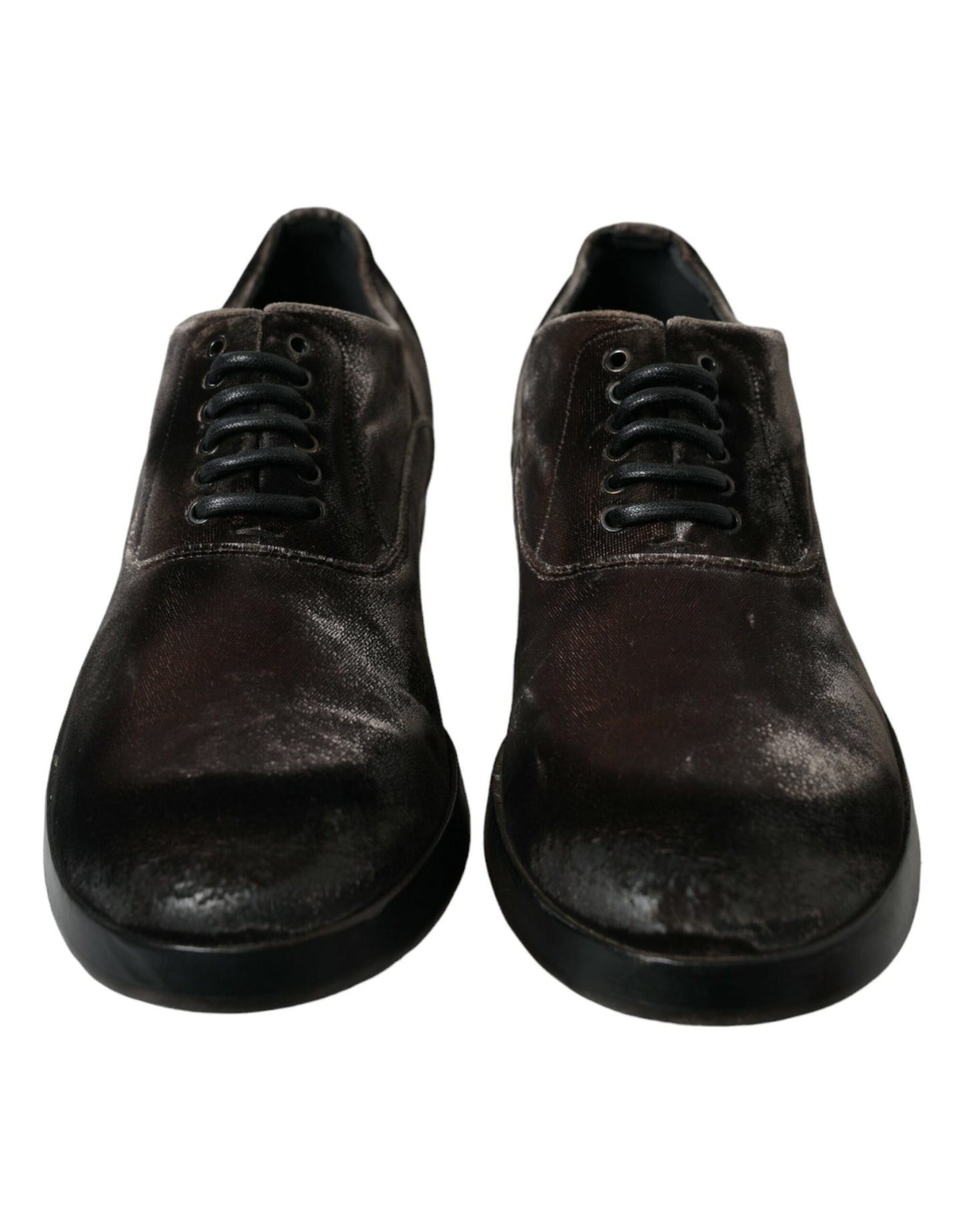 Chaussures Oxford à lacets en velours marron élégantes Dolce & Gabbana