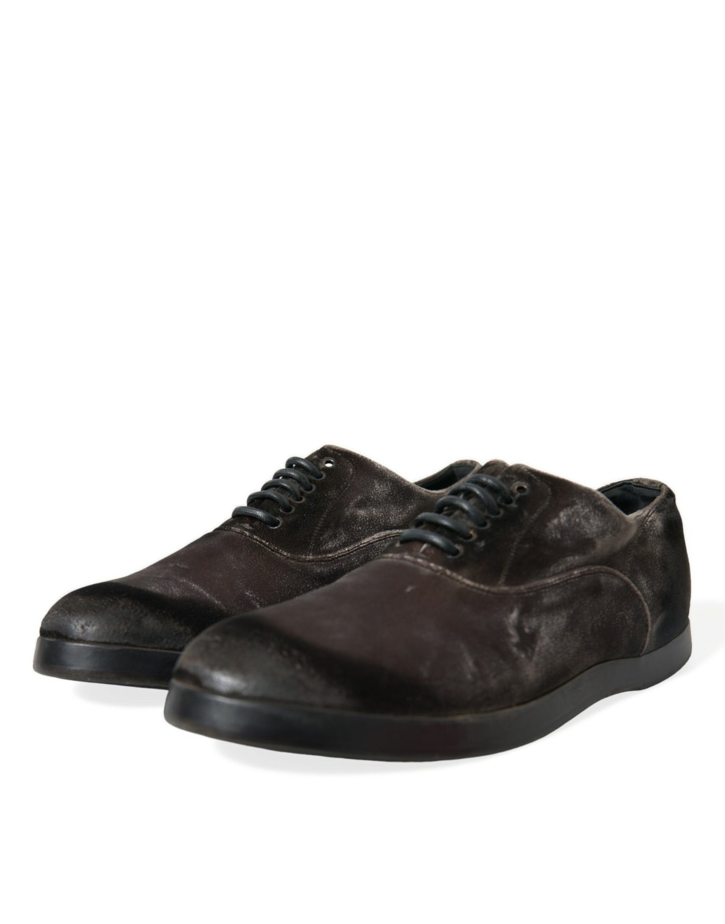 Chaussures Oxford à lacets en velours marron élégantes Dolce & Gabbana