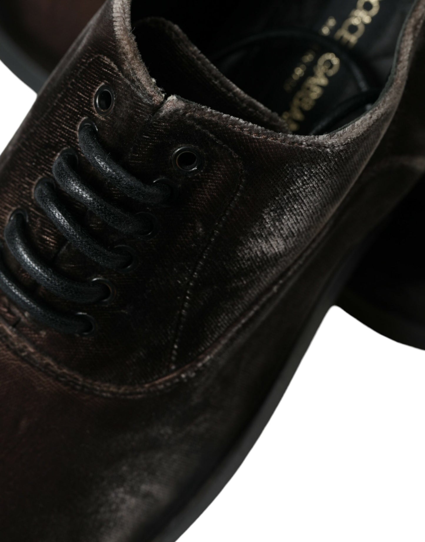 Chaussures Oxford à lacets en velours marron élégantes Dolce & Gabbana