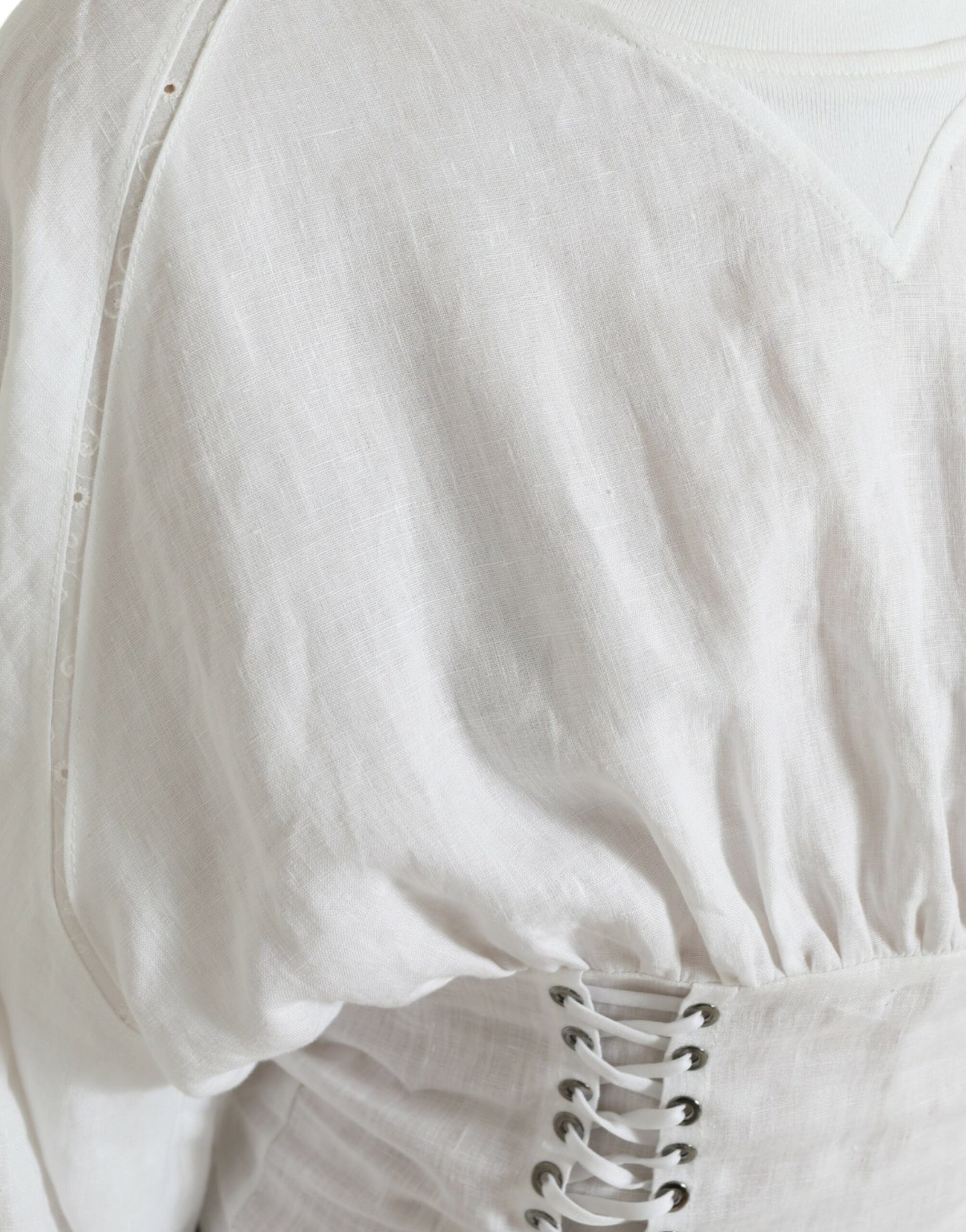 Dolce & Gabbana White Cotton Corset Cropped Long Sleeves Topclothing by Dolce & Gabbana