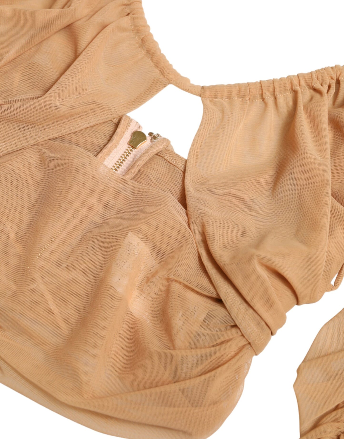 Dolce & Gabbana Brown Nylon Stretch Open Shoulder Cropped Top by Dolce & Gabbana