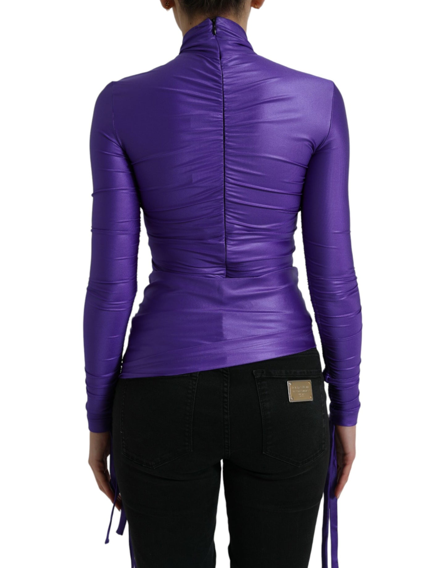Dolce & Gabbana Purple Nylon Stretch Slim Long Sleeves Top by Dolce & Gabbana